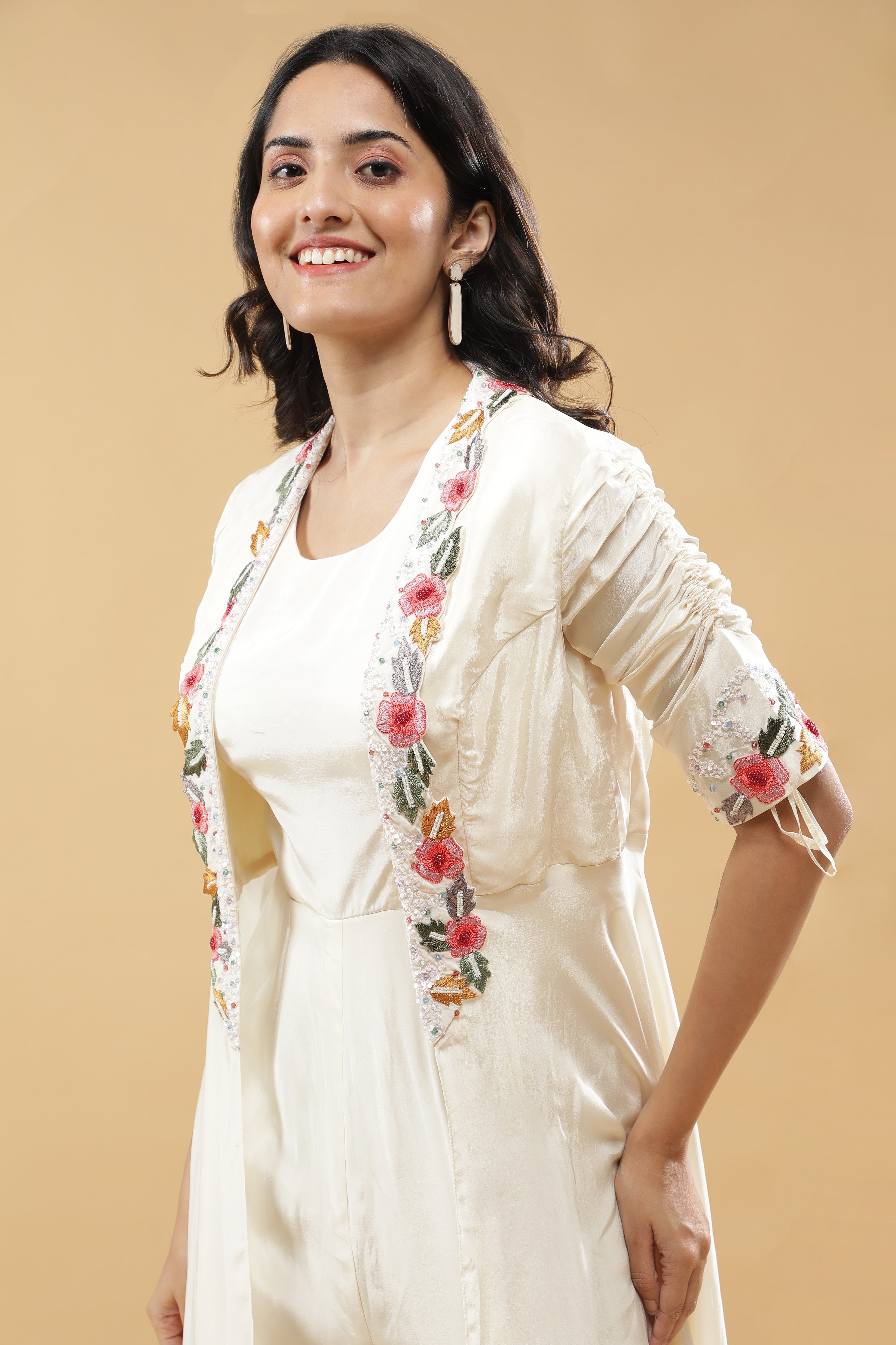 Ivory Silk Jumpsuit with Jacket