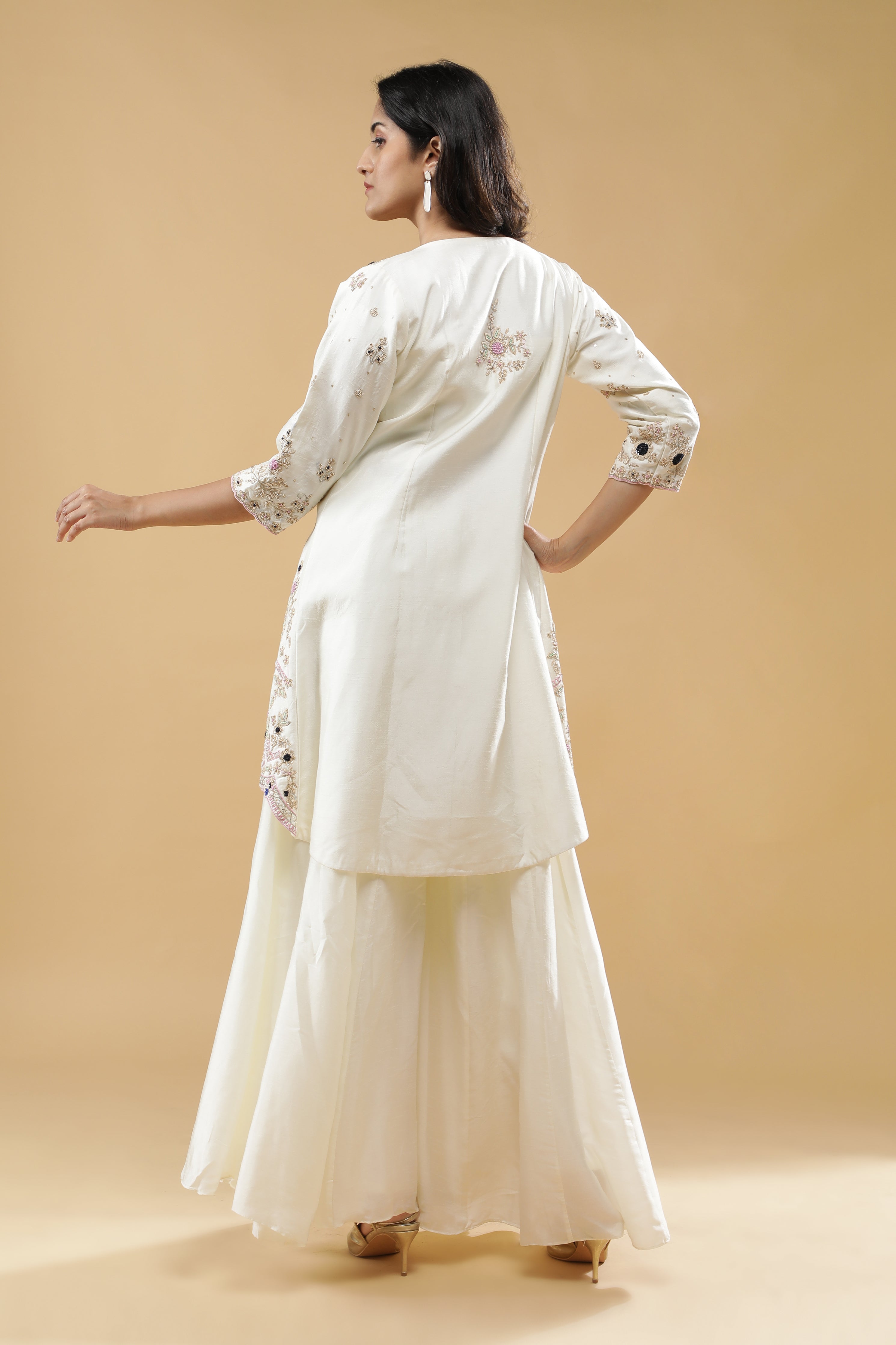 Ivory Embroidered Jacket Set