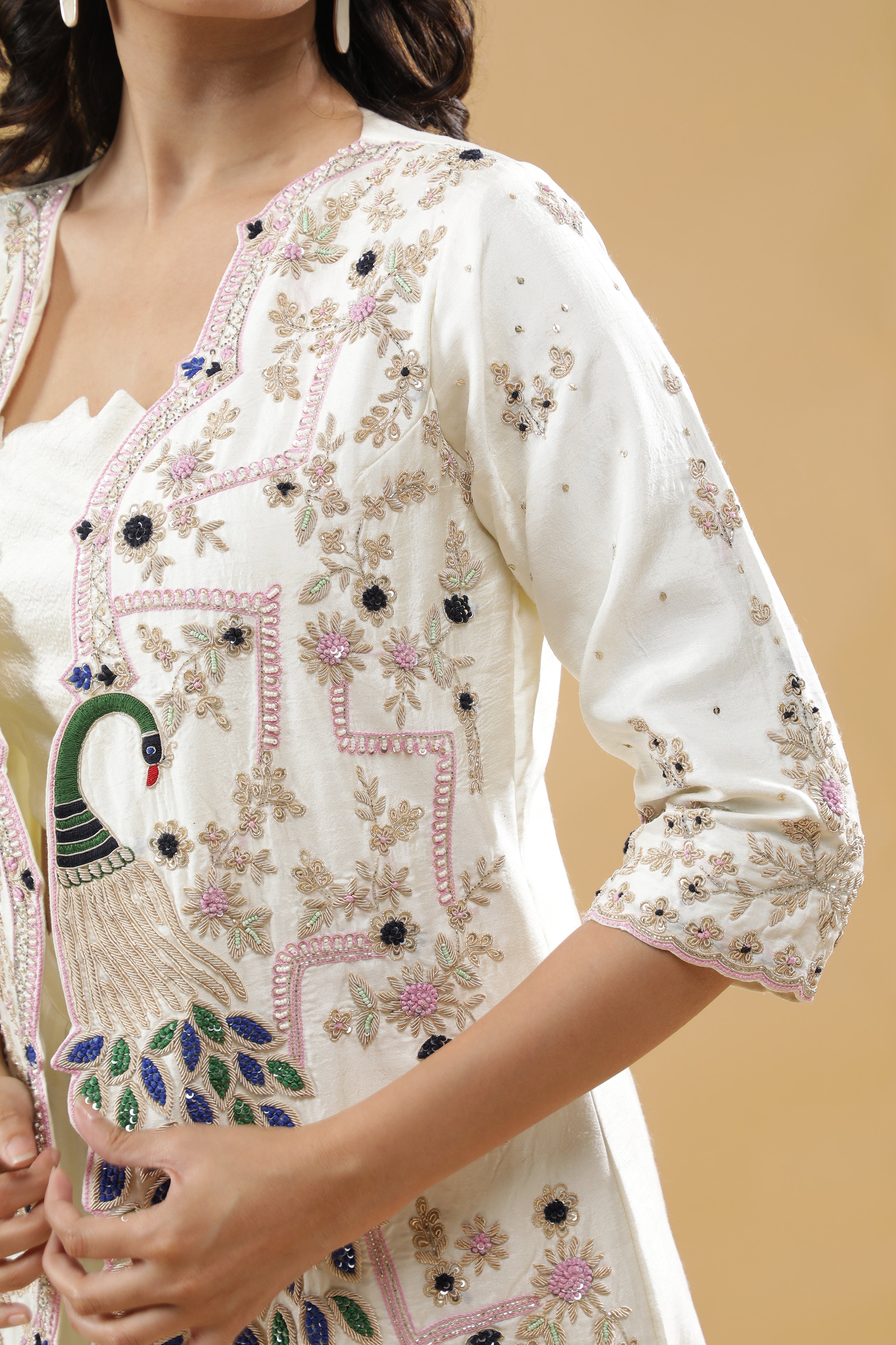 Ivory Embroidered Jacket Set