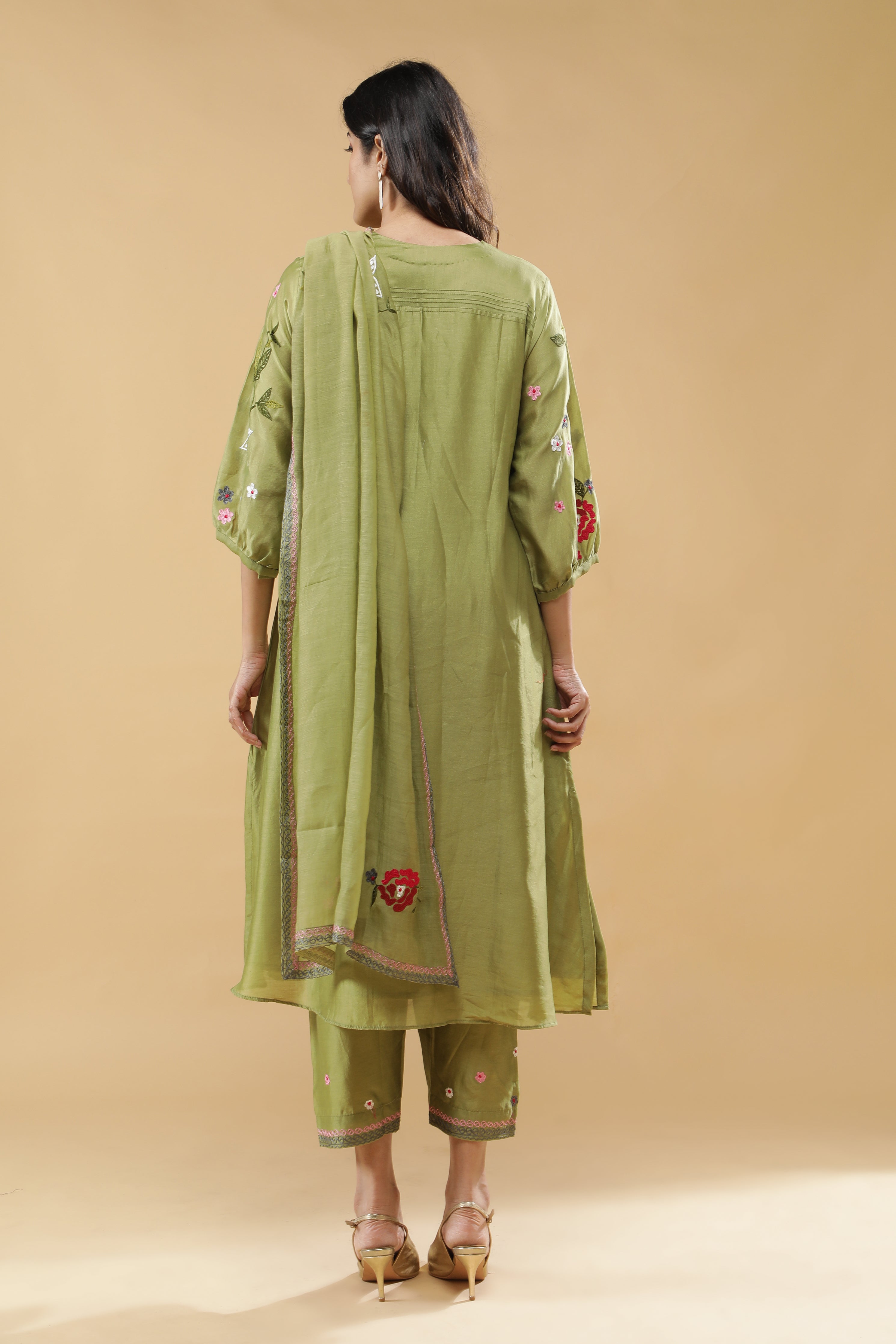 Sage Green  Floral Embroidered Salwar Set