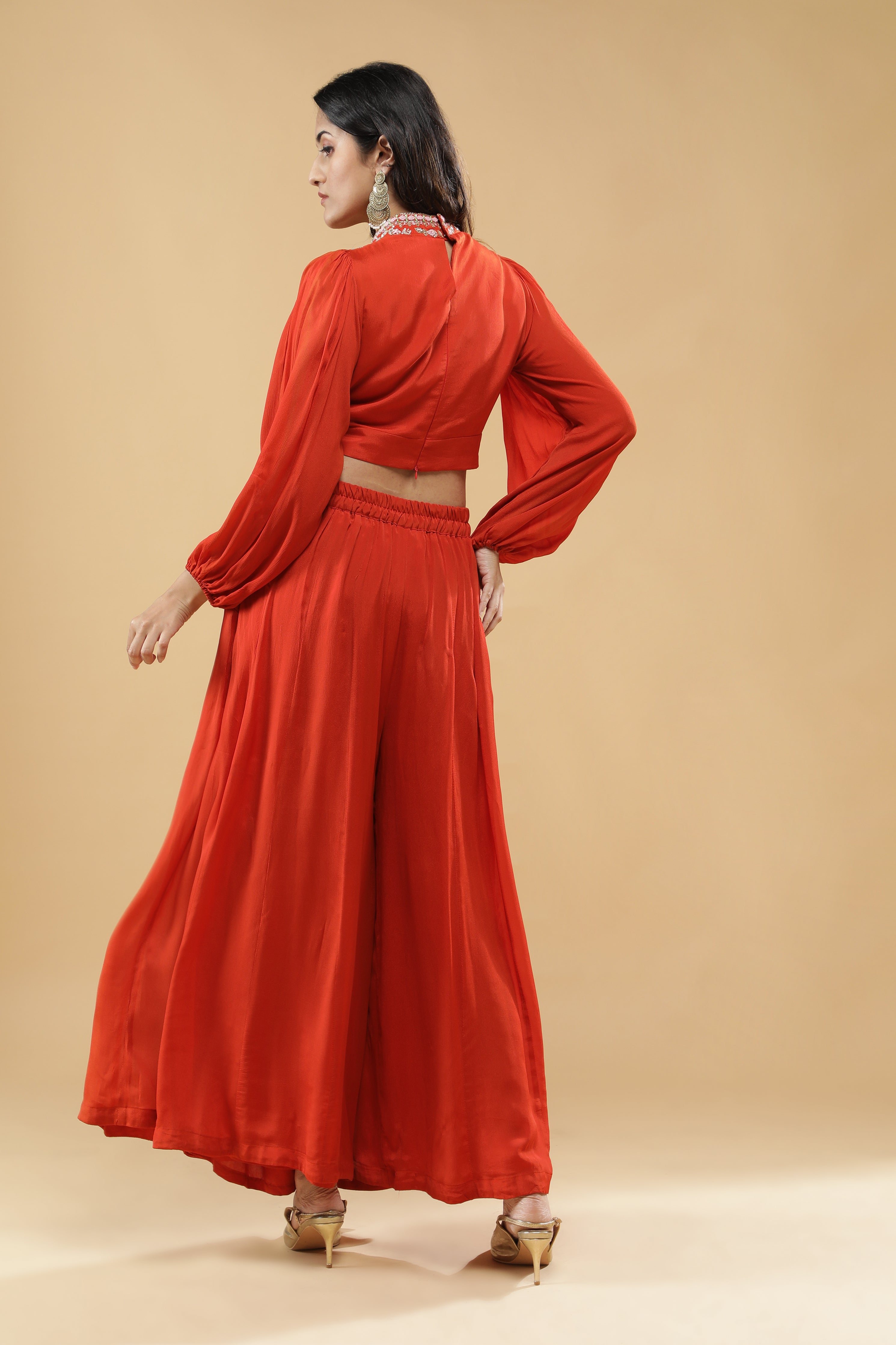 Rust Orange Embroidered Co-ord Set