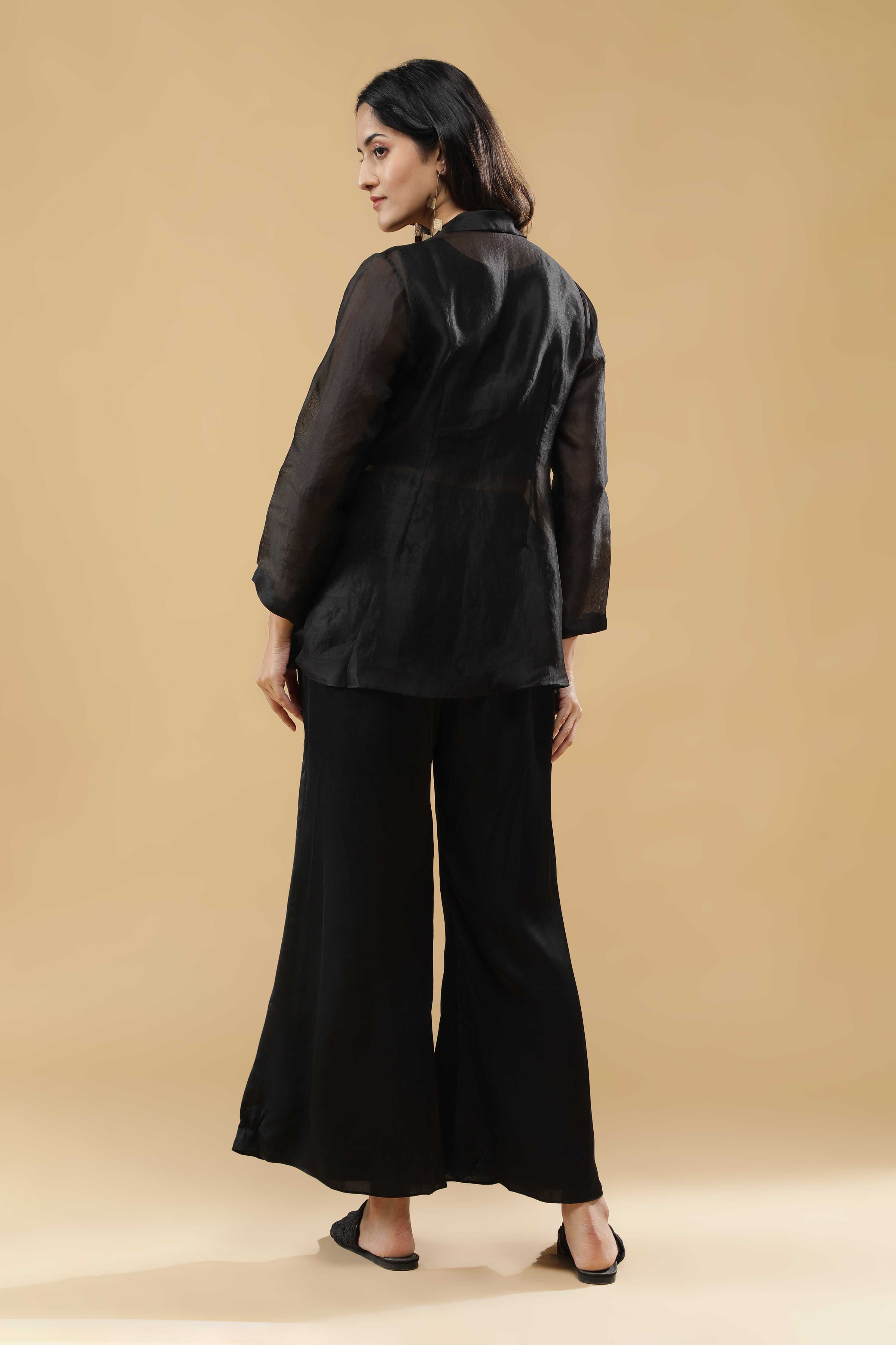 Black Organza Blazer Cord Set
