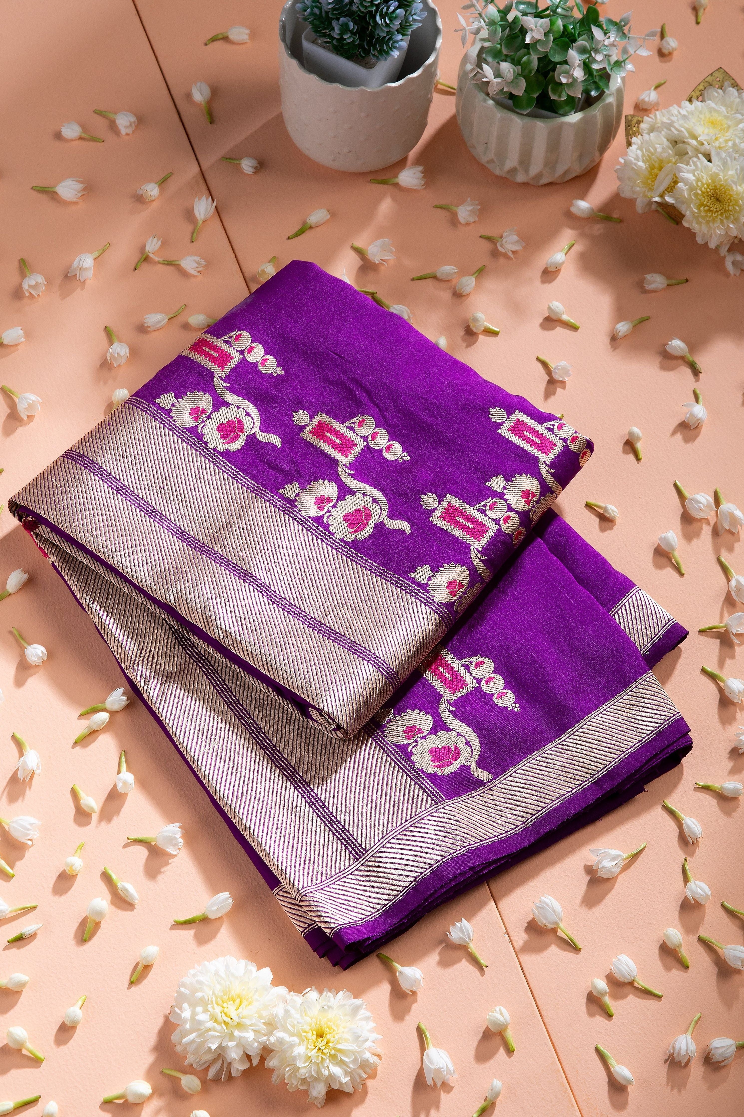 Purple Banaras Silk Saree - Mokshaa