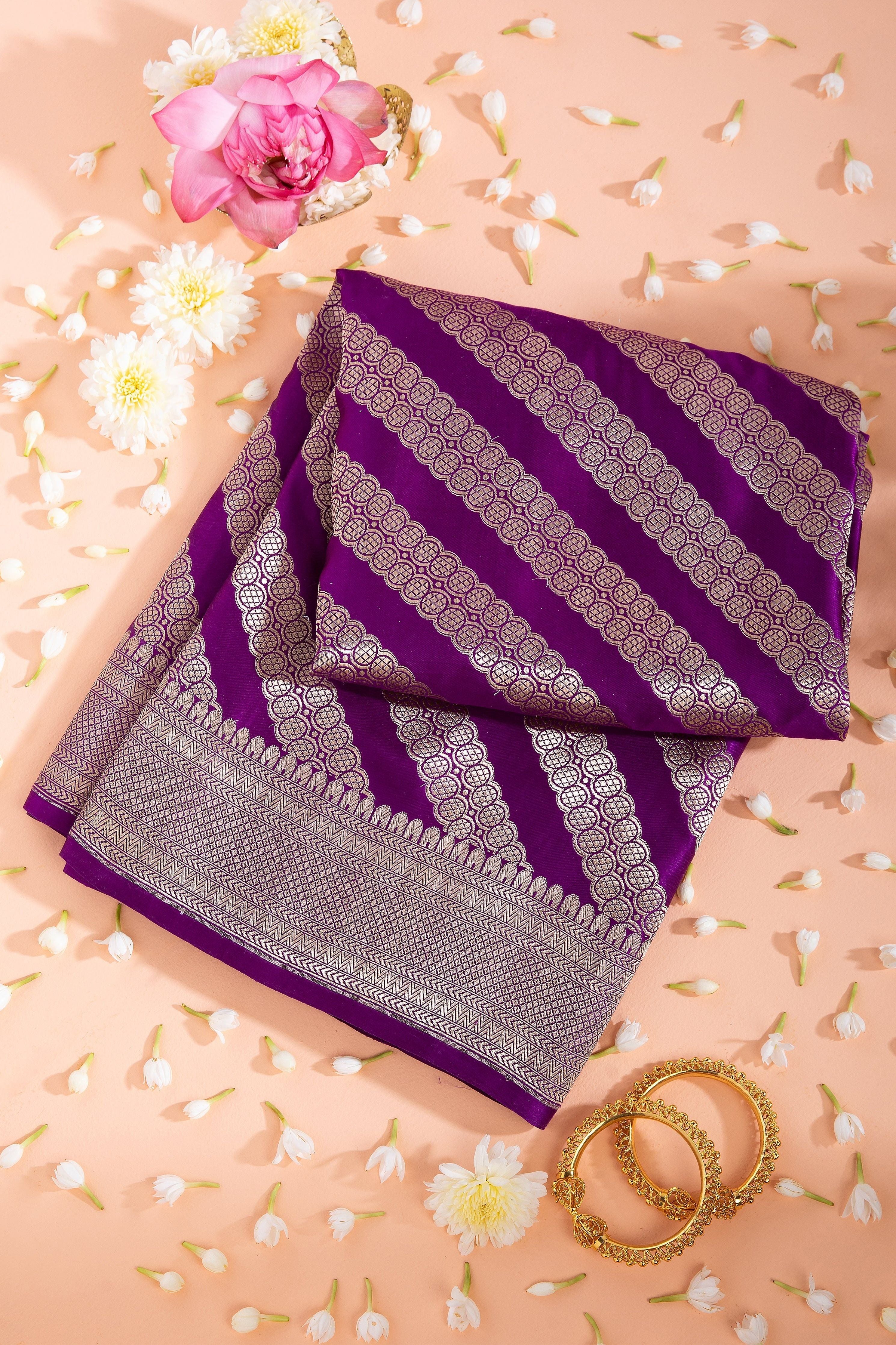 Royal Purple Banaras Silk Saree - Mokshaa