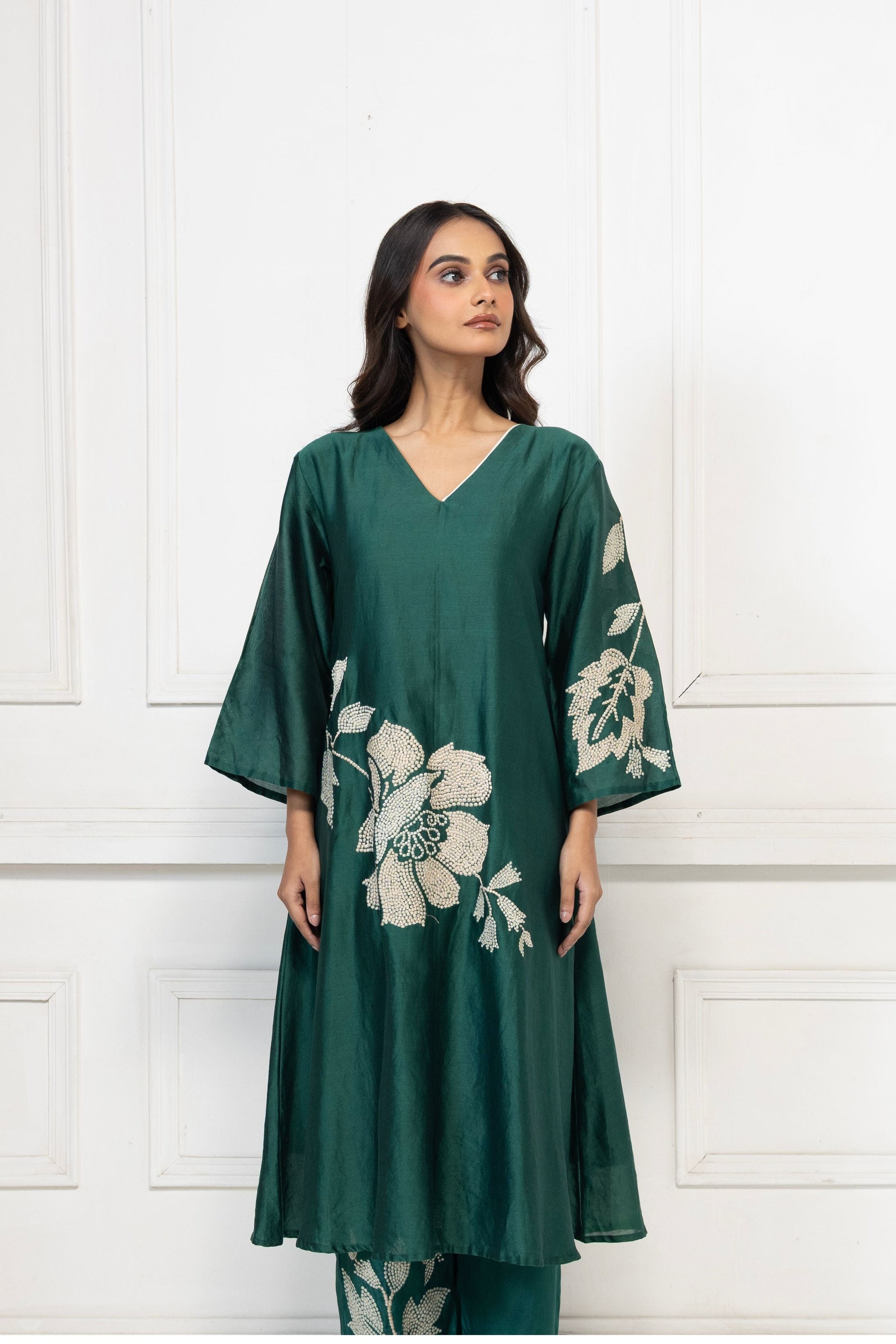 Emerald Green Threadwork Kurta Set
