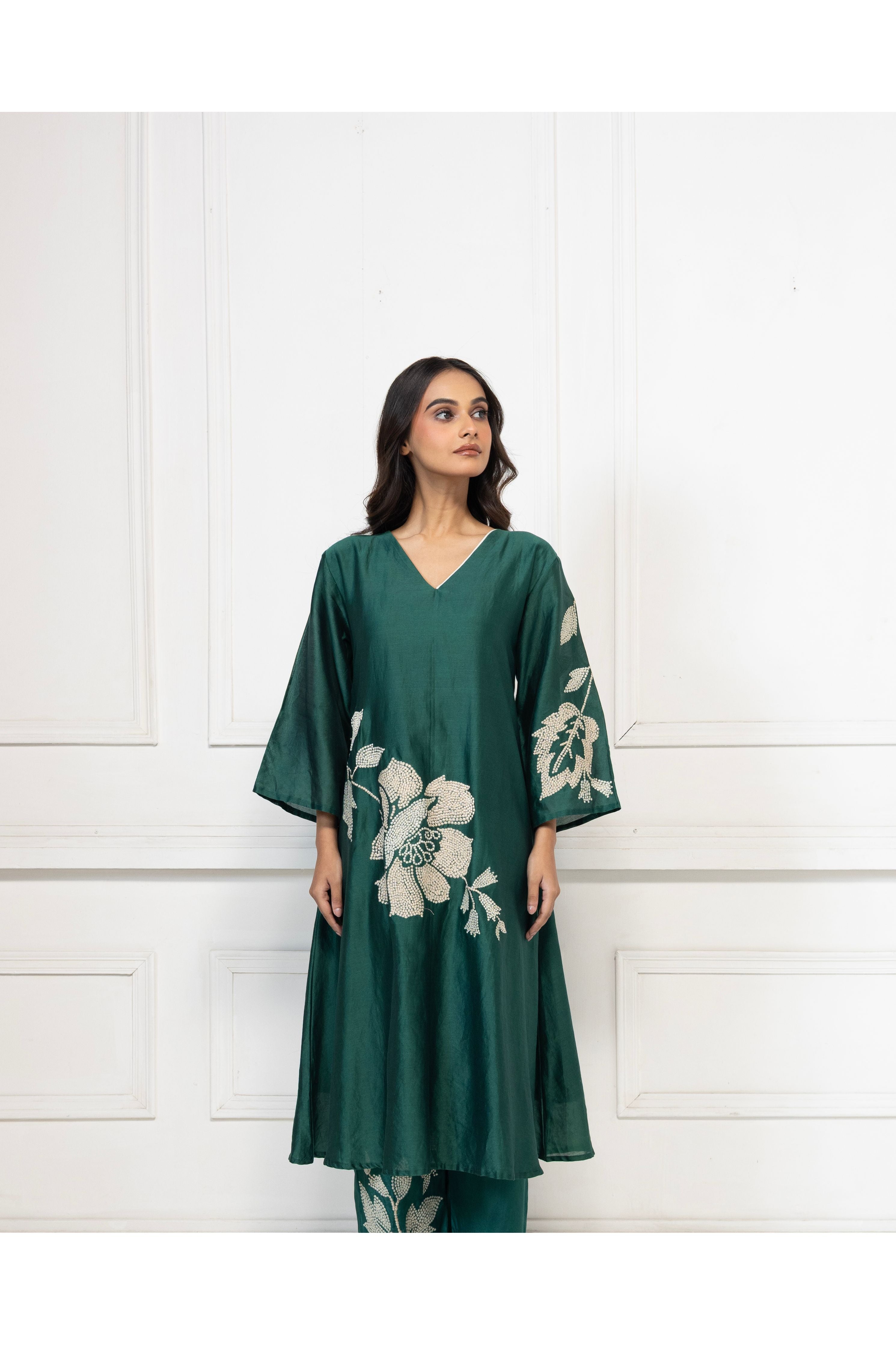 Emerald Green Threadwork Kurta Set