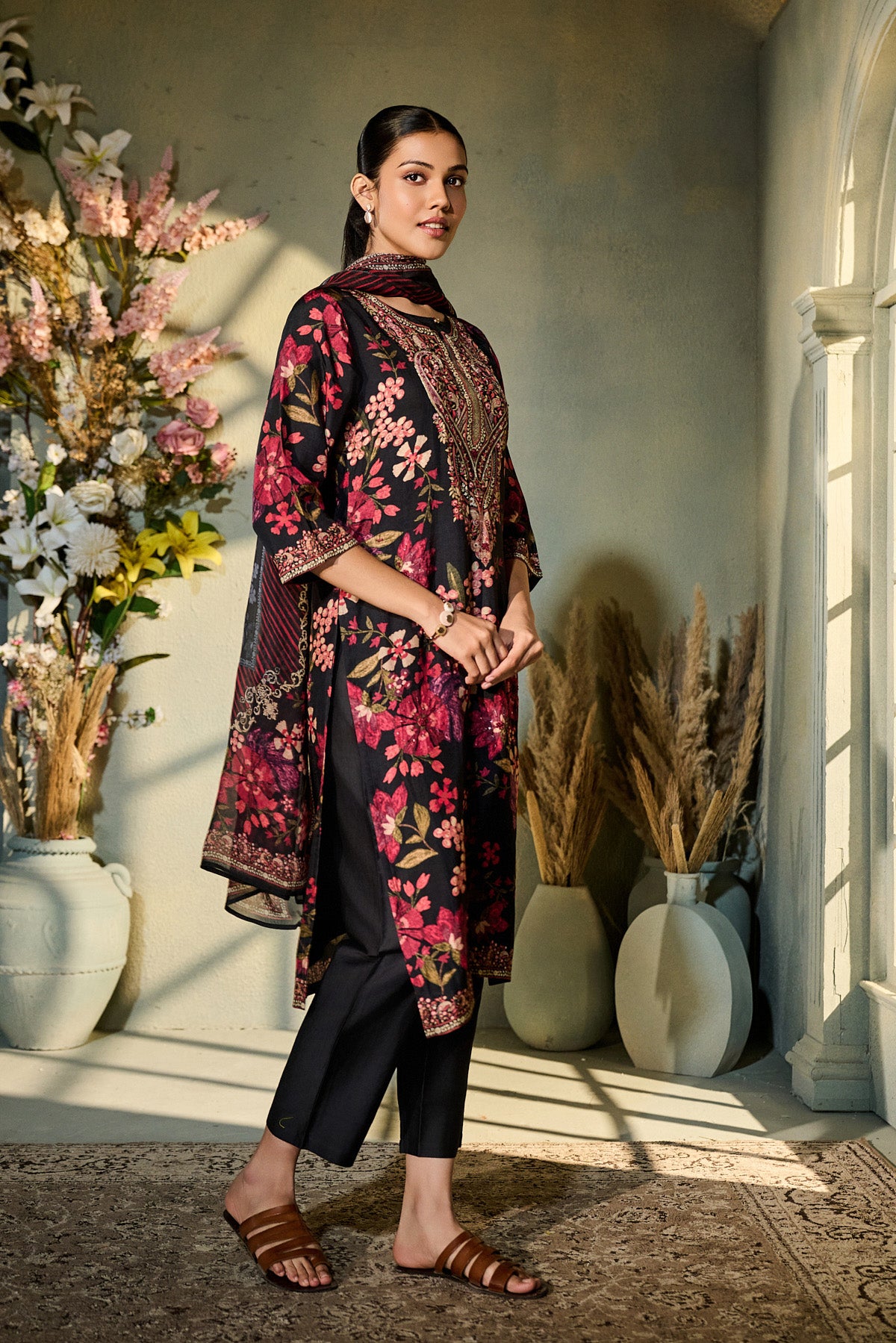 Black Floral Salwar Set