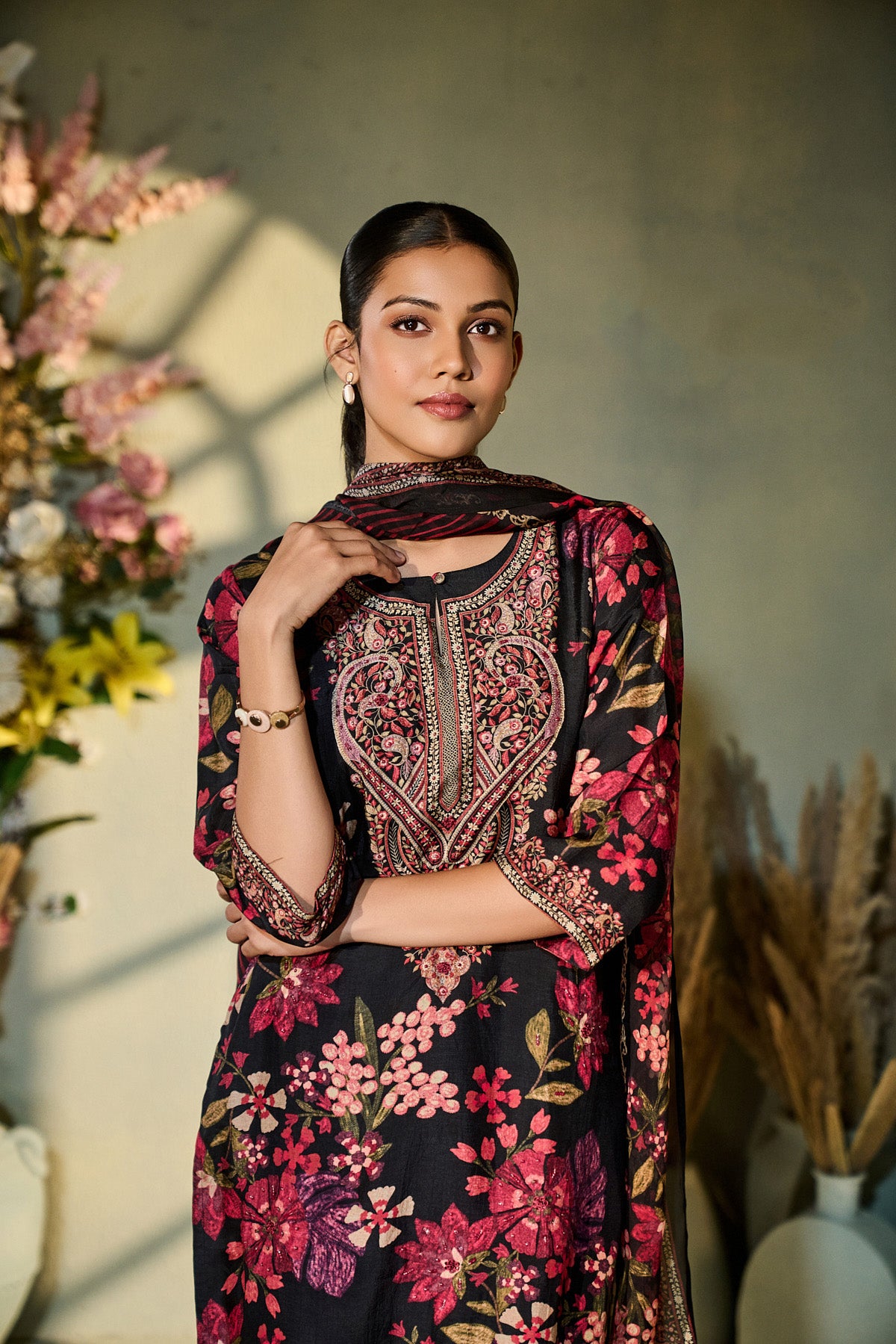 Black Floral Salwar Set