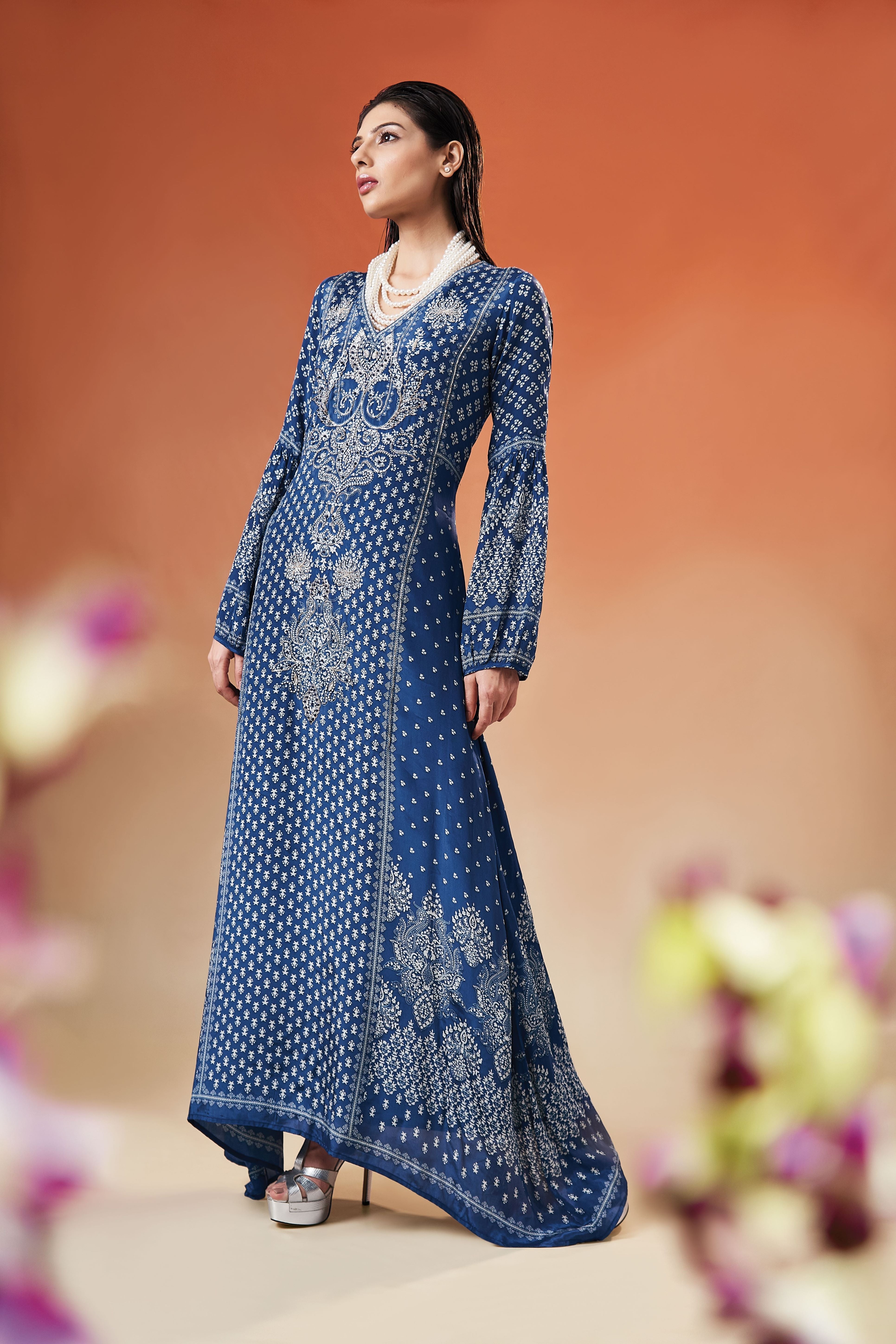 Deep Indigo Gown  Mokshaa