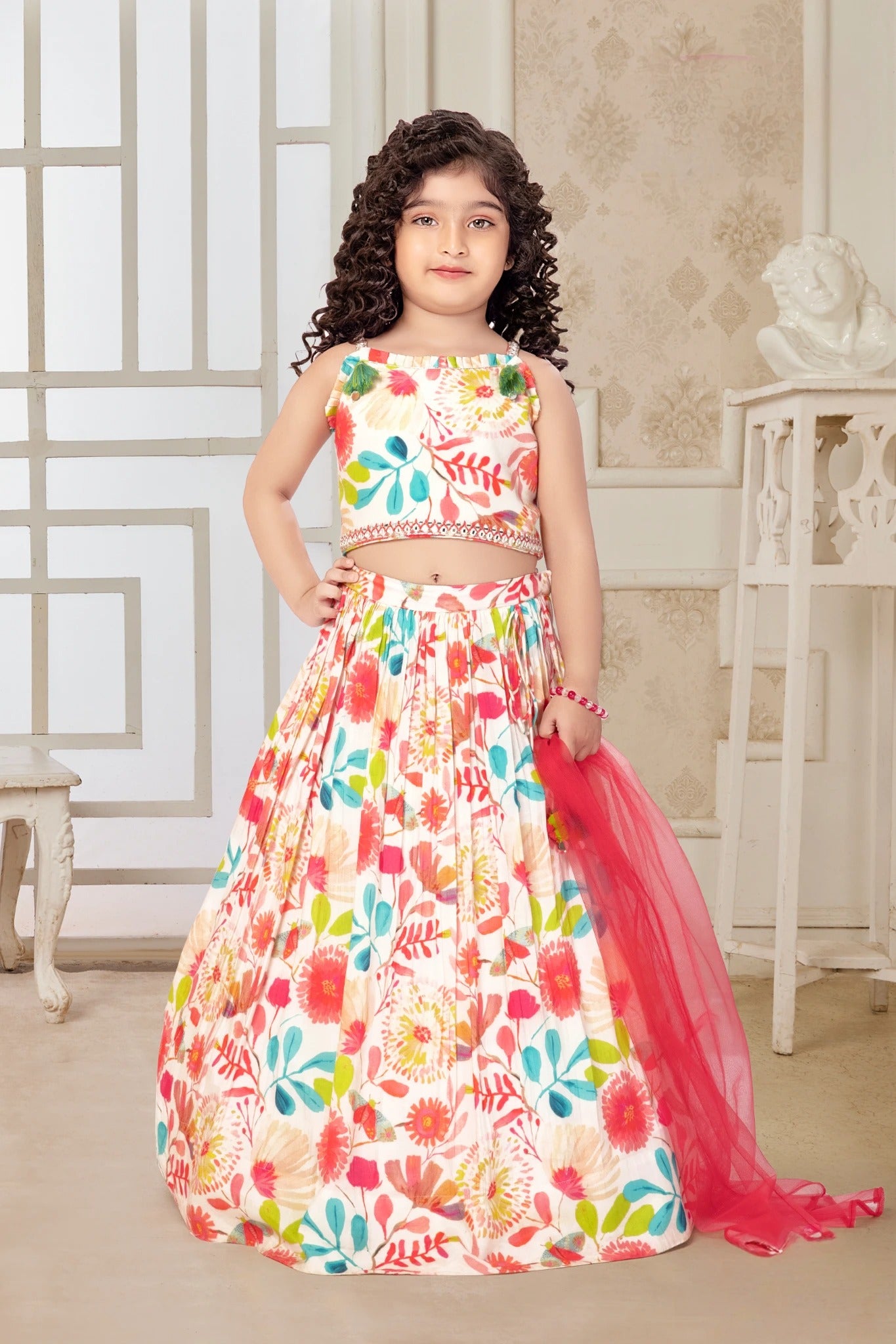 Colorful Floral Kids Lehenga Choli - Mokshaa