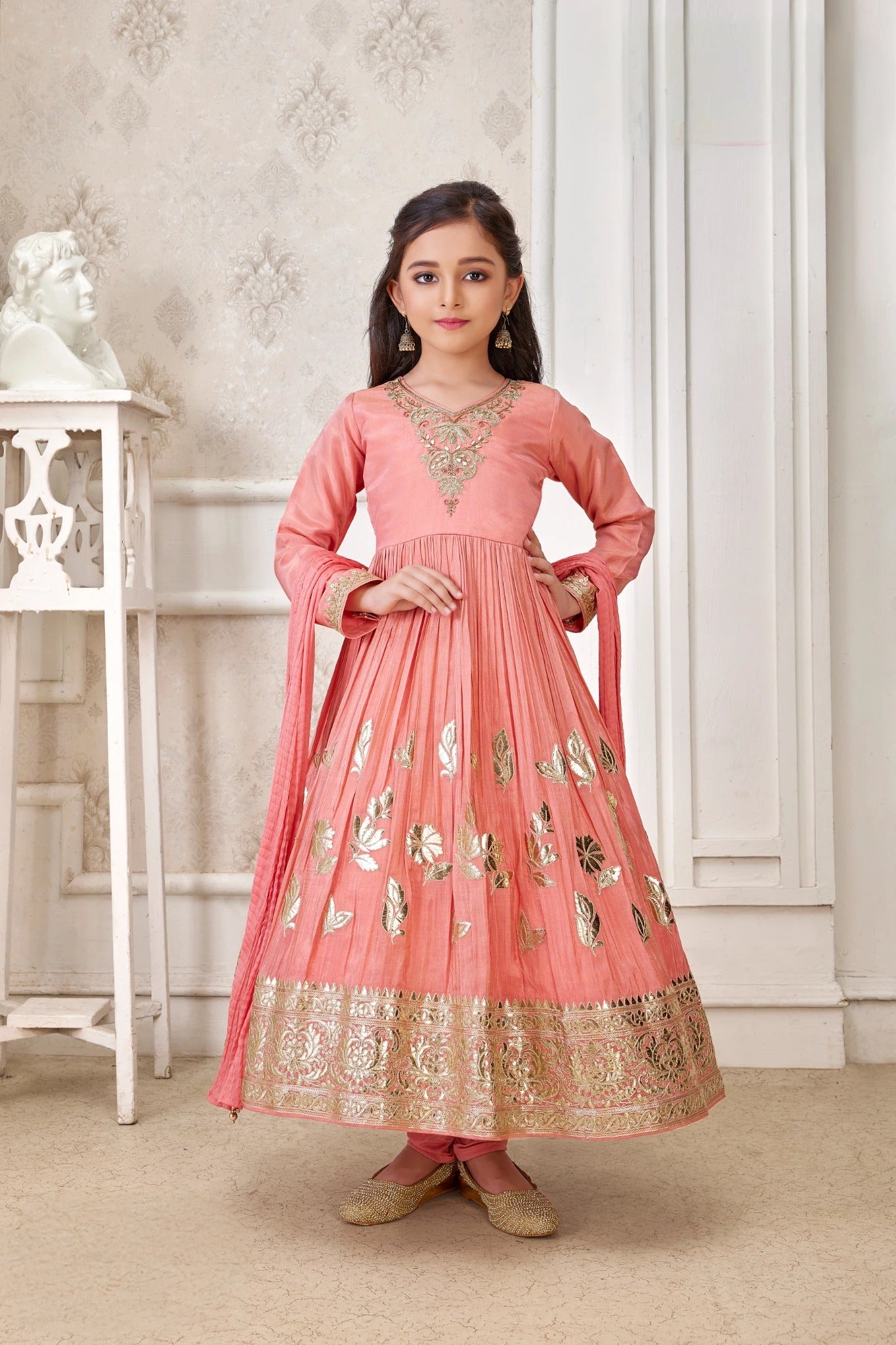 Carrot Pink Regal Anarkali Gown