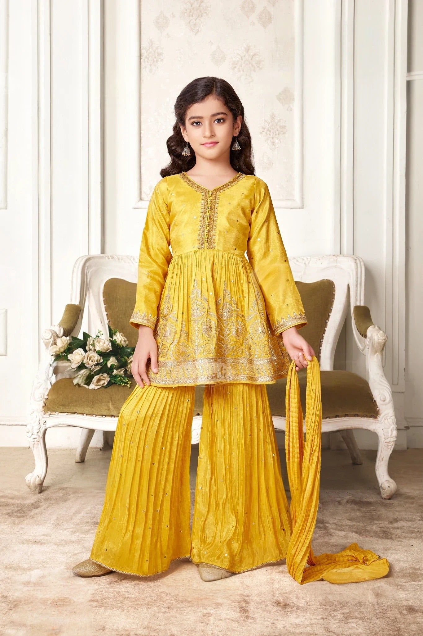 Golden Glow Sharara Set  Mokshaa