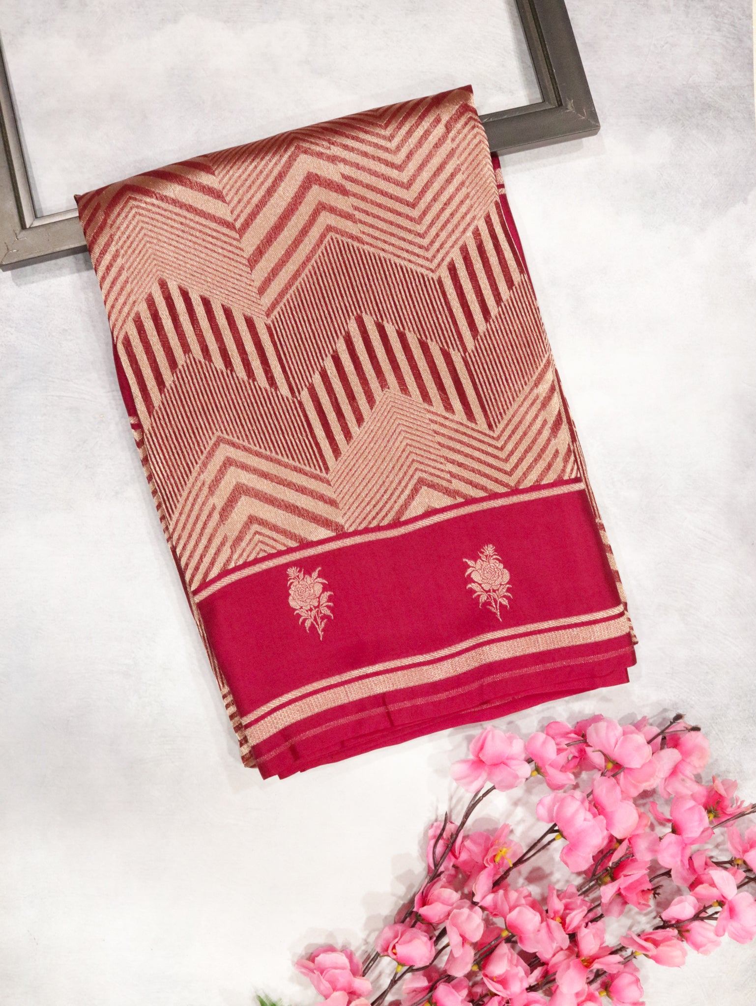 Magenta Pink Banarasi Tissue Silk Saree with Zari Weaving