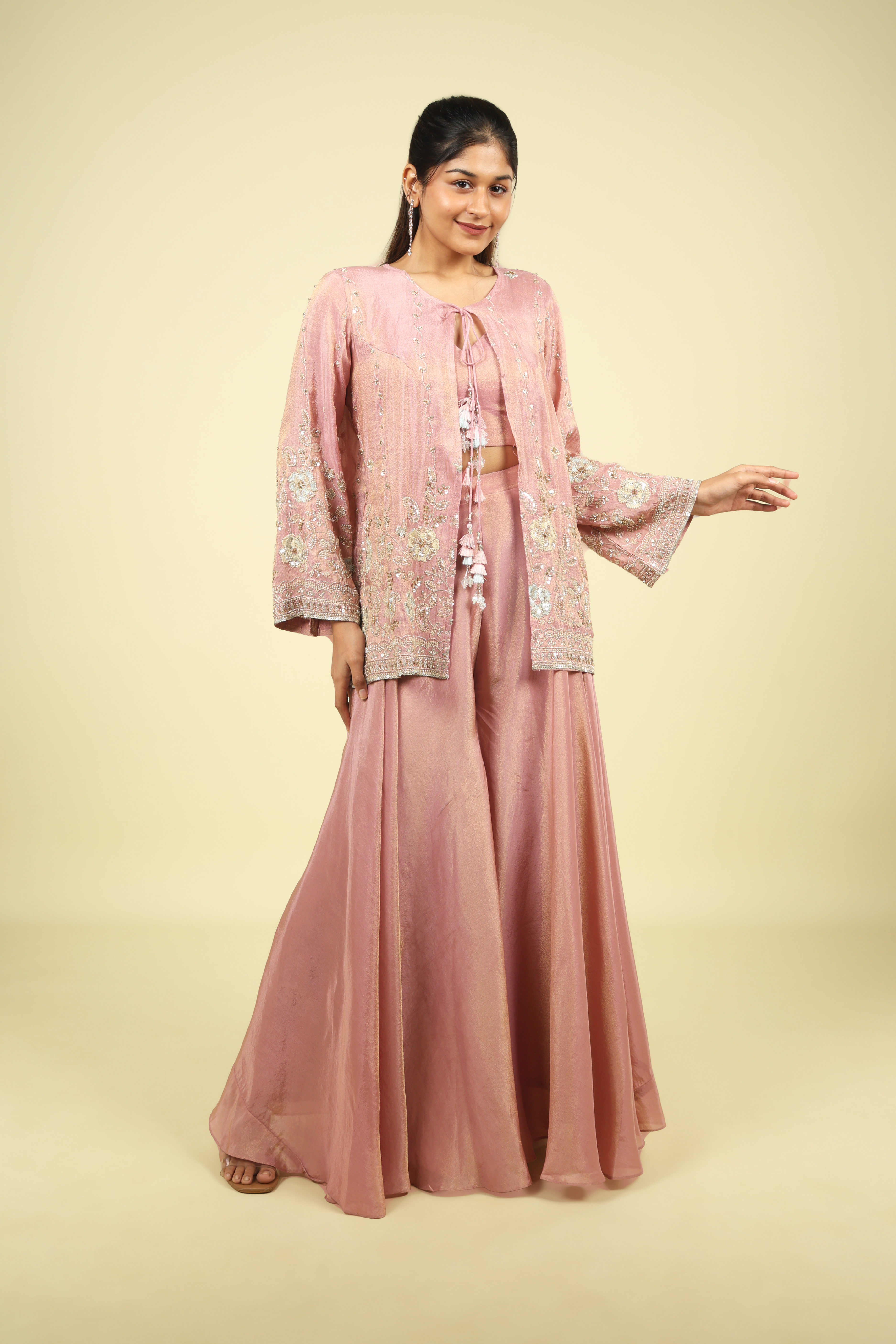 Peach Crush Tissue Cape Set