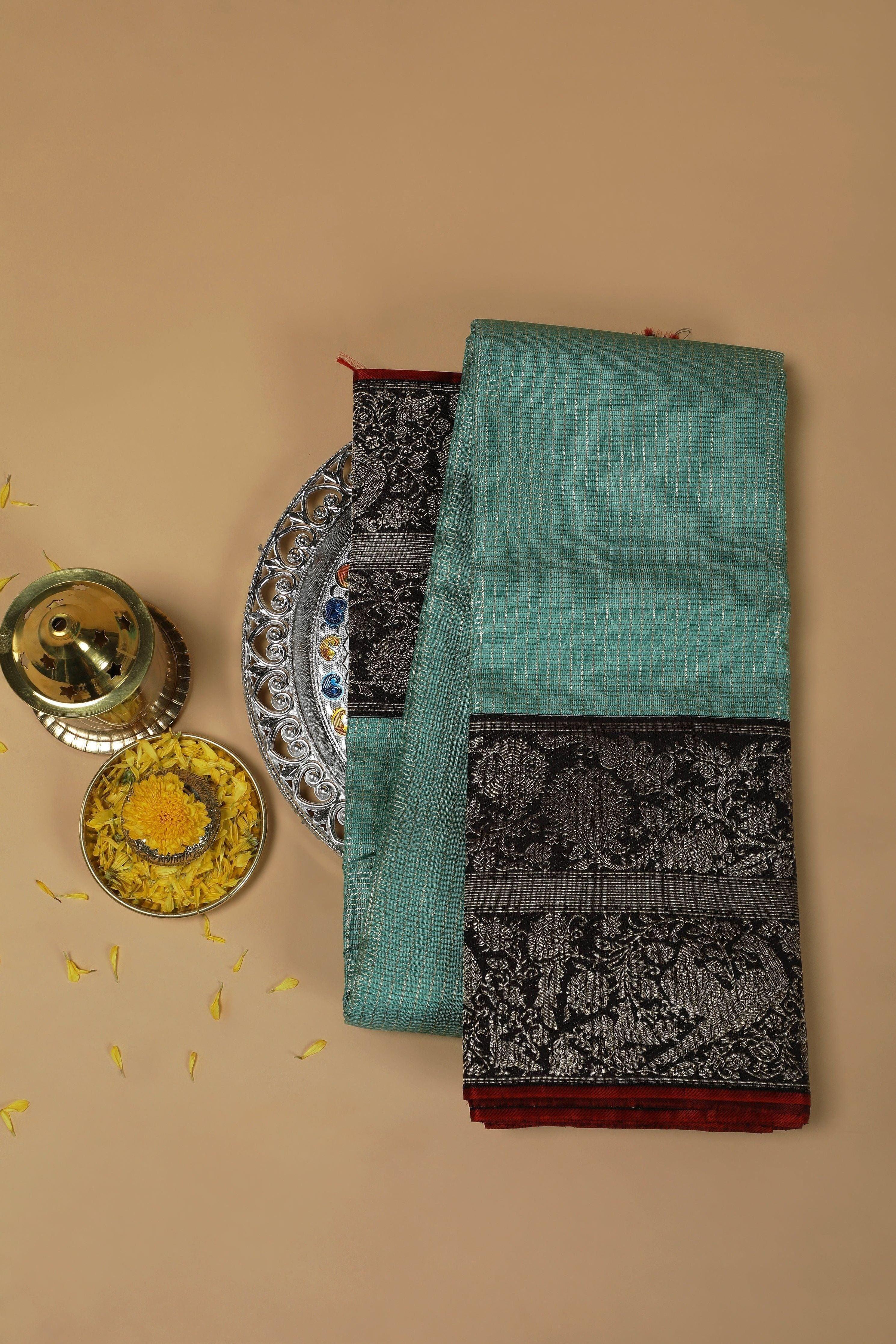 Royal Navy Blue Kanchipuram Silk Saree (Copy)  Mokshaa