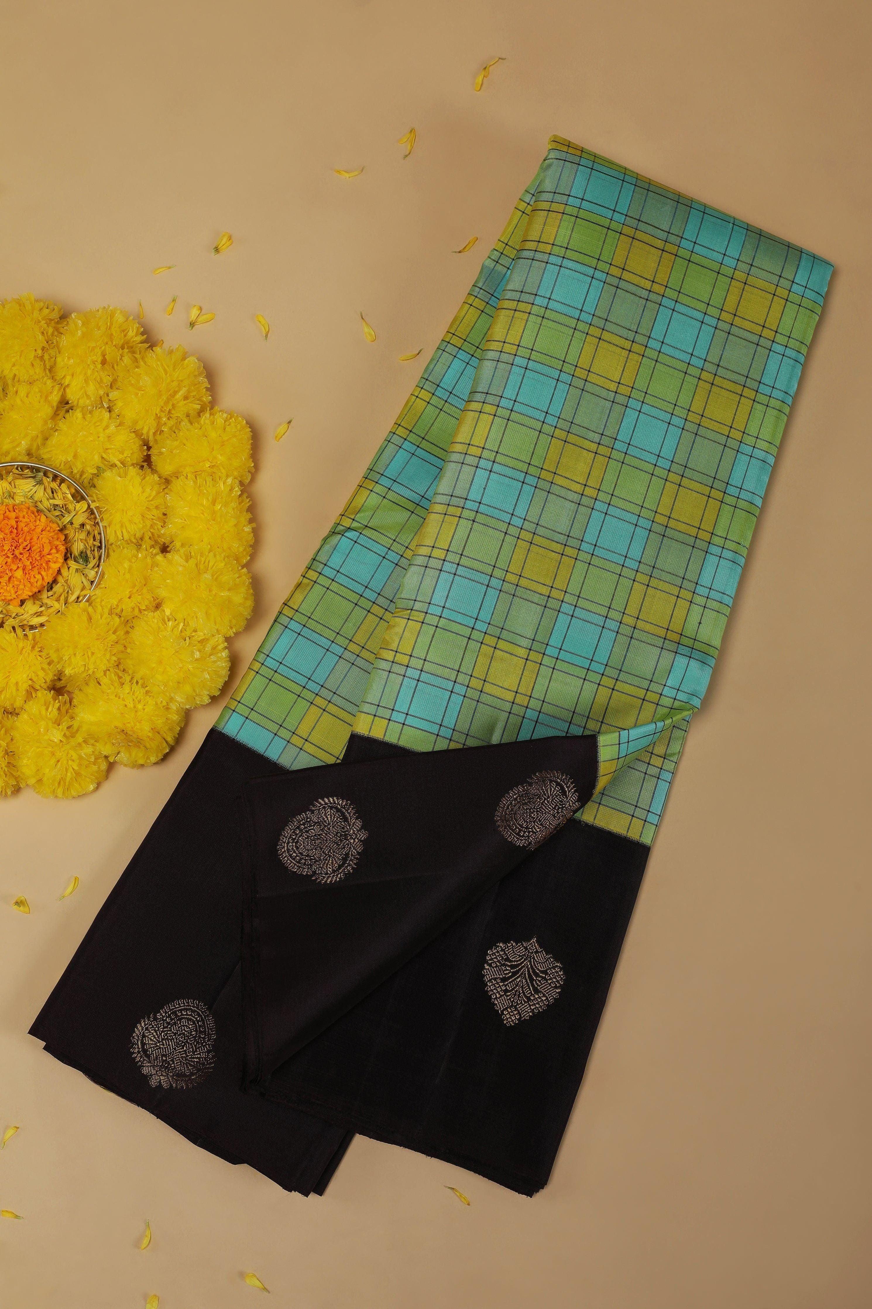 Subtle Grey Kanchipuram Silk Saree (Copy)  Mokshaa