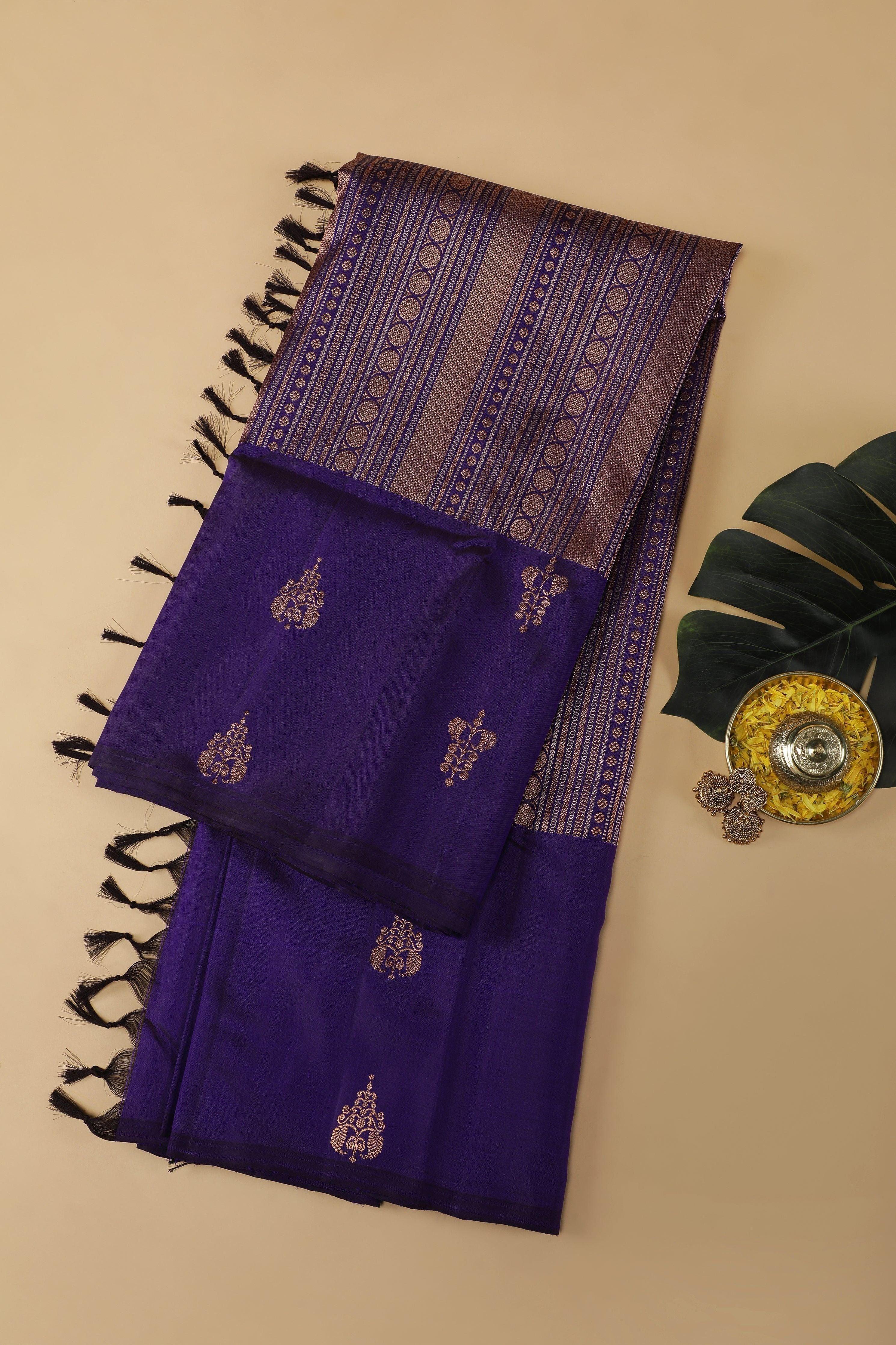 Purple Kanchipuram Silk Saree  Mokshaa