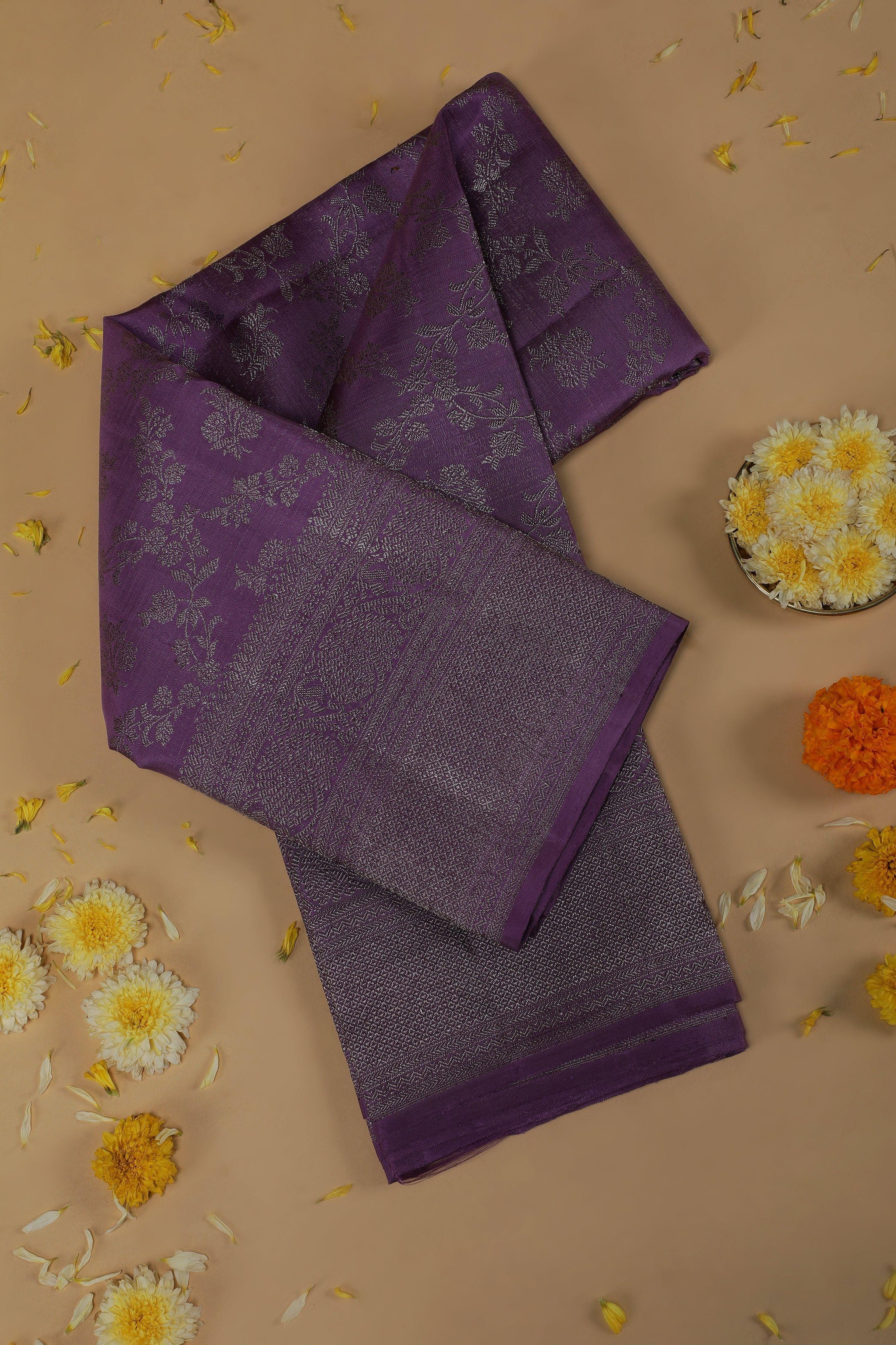 Dark Lavender Kanchipuram Silk Saree  Mokshaa