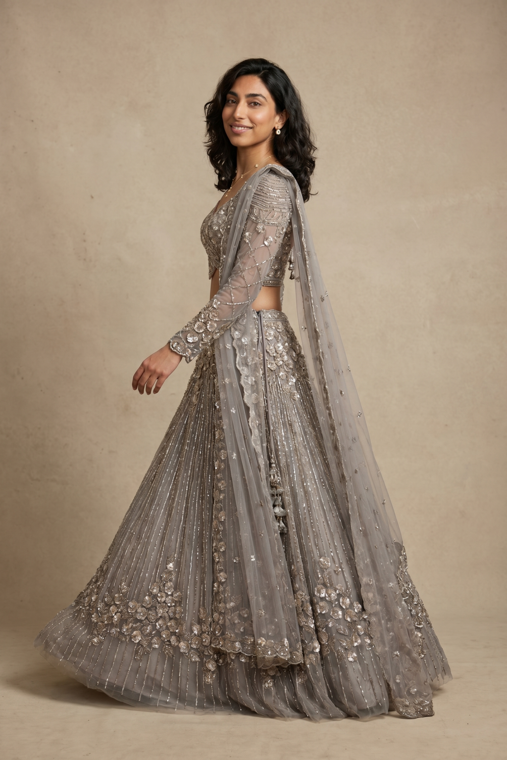 champion Net Lehenga with Sequins & Stone Embroidery