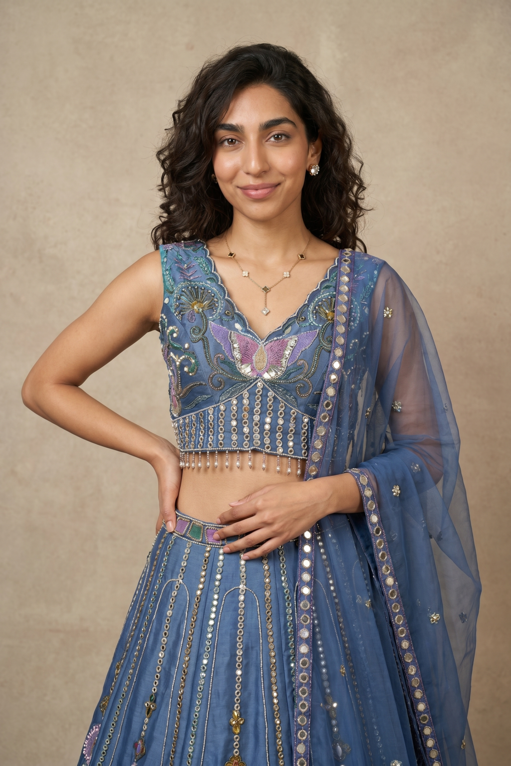 Aqua Blue Embroidered Lehenga