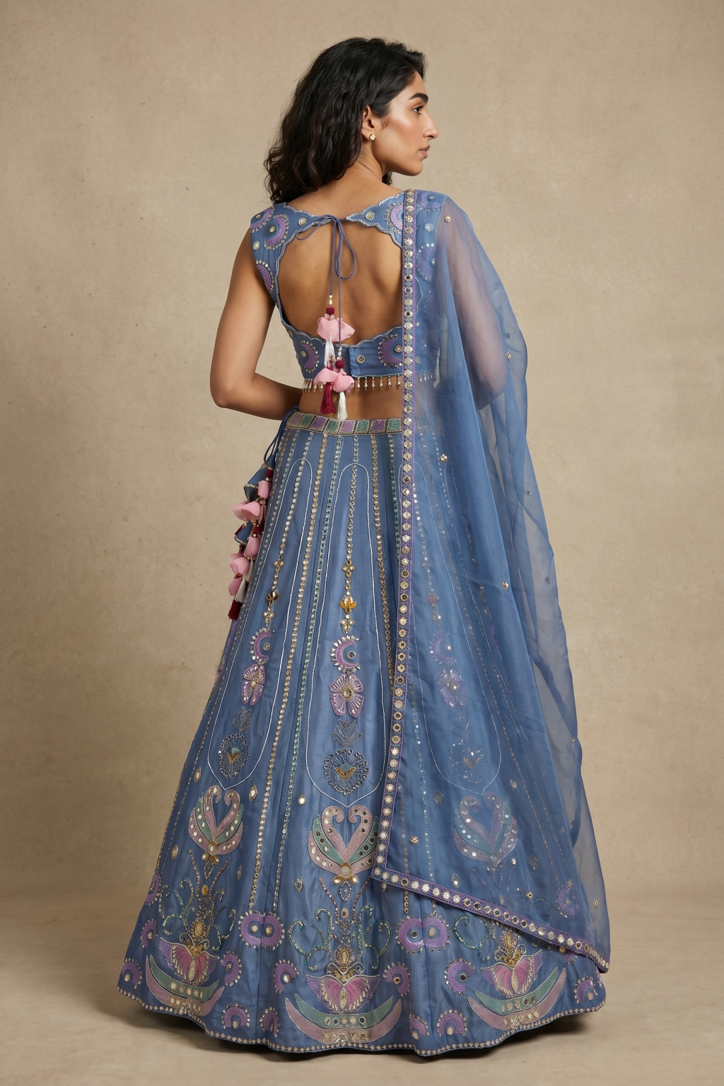 Aqua Blue Embroidered Lehenga