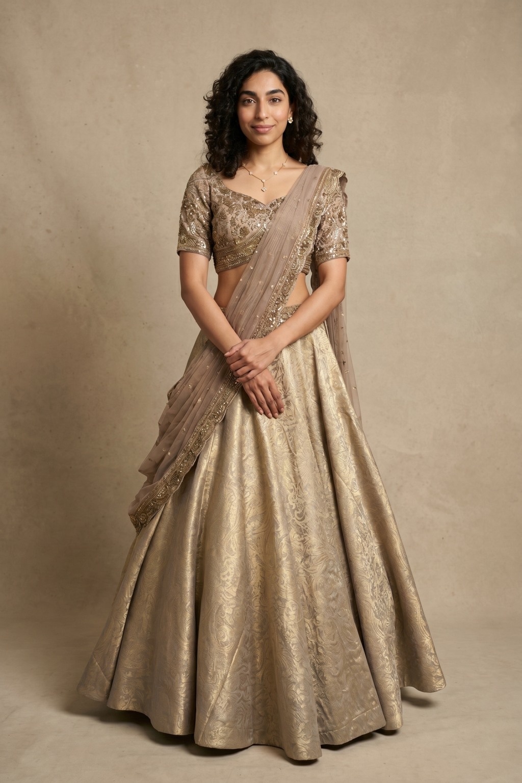 Honey Gold Embroidered Lehenga