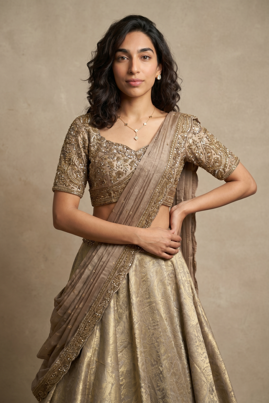 Honey Gold Embroidered Lehenga