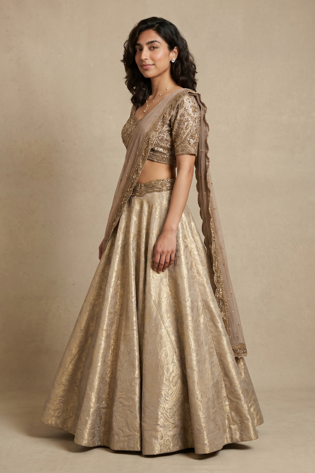 Honey Gold Embroidered Lehenga