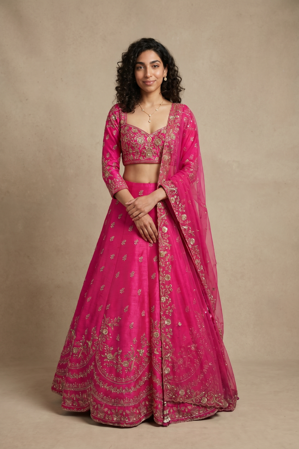Pink Raw Silk Lehenga