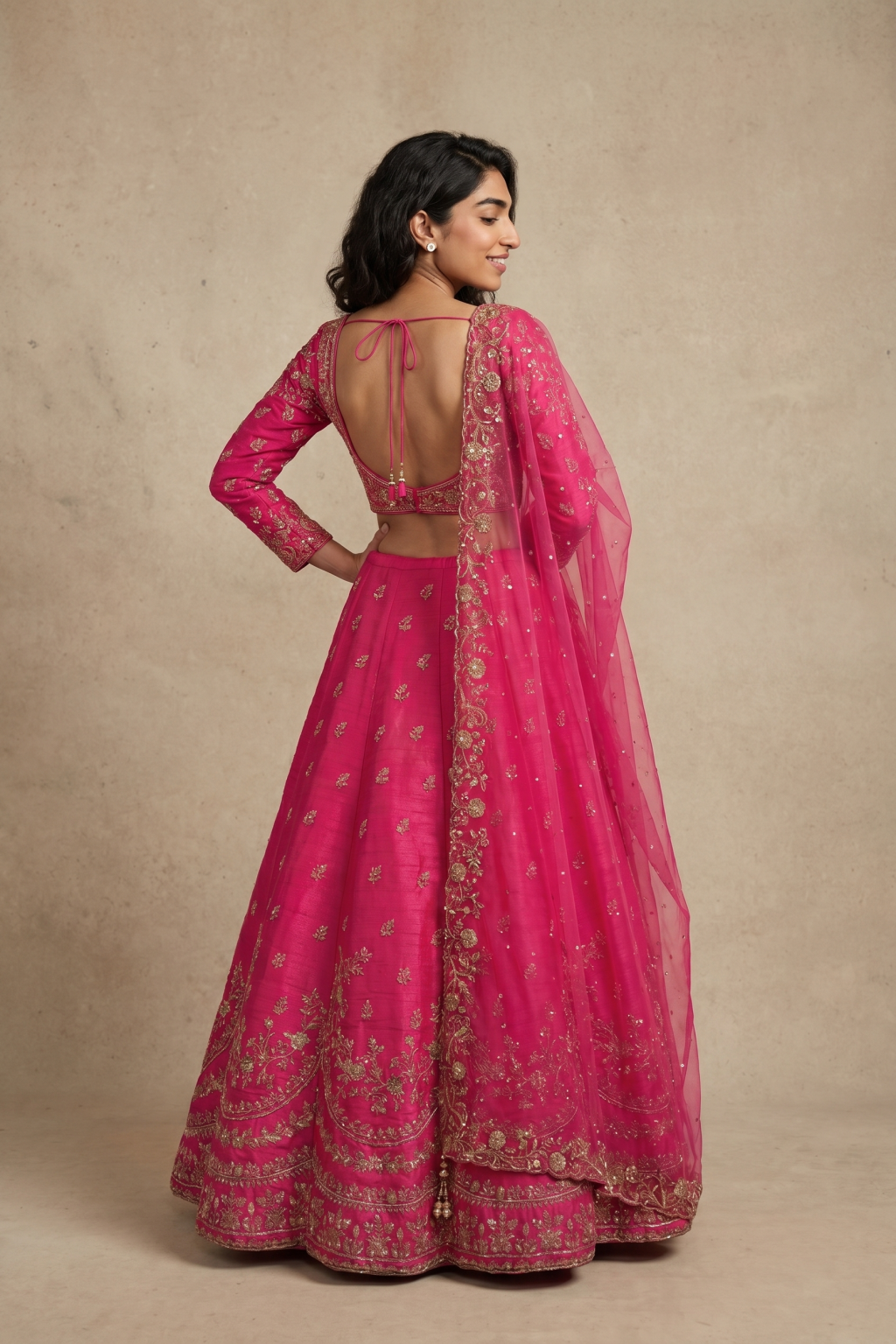 Pink Raw Silk Lehenga