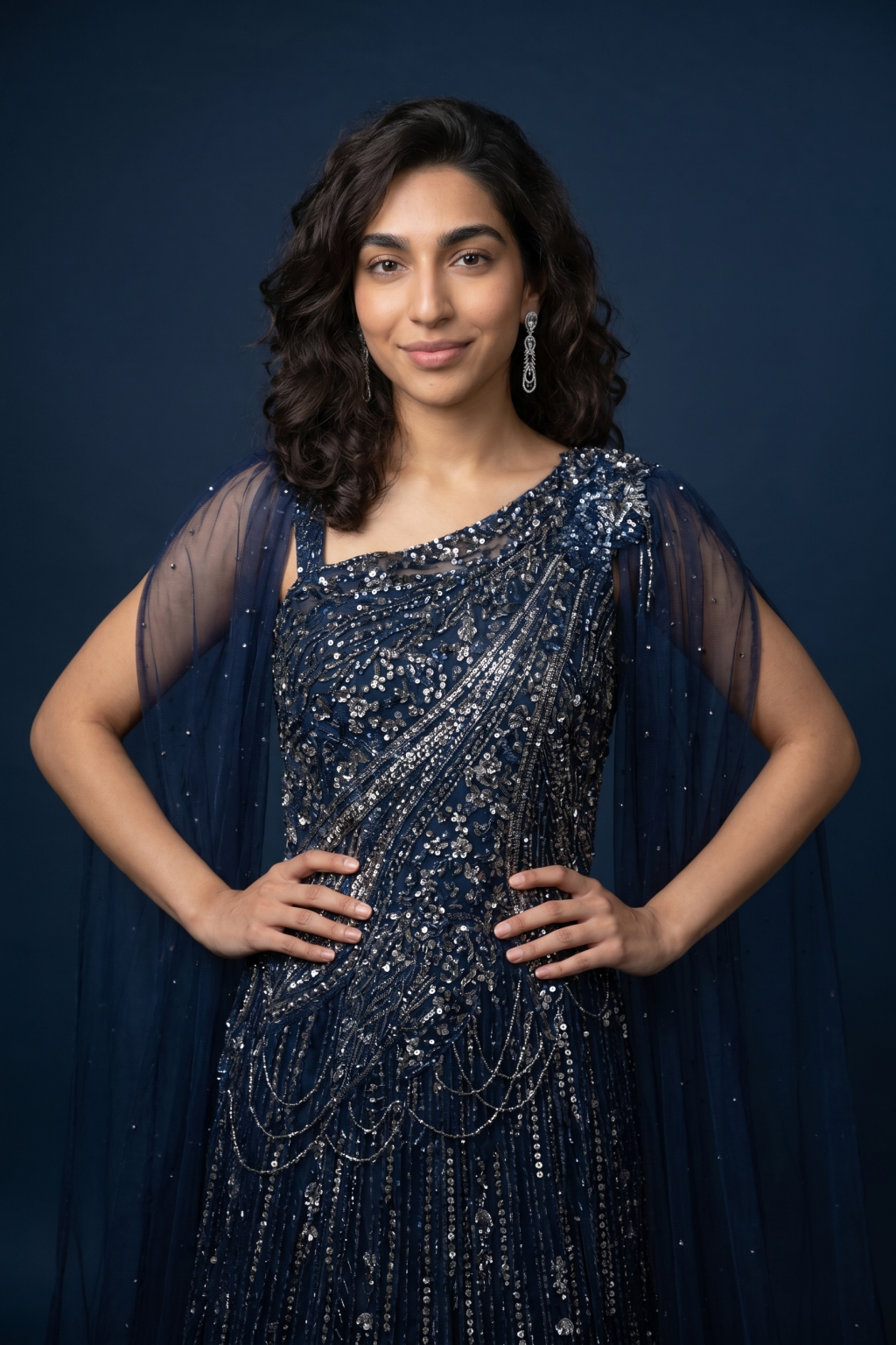 Navy Blue Embellished Gown