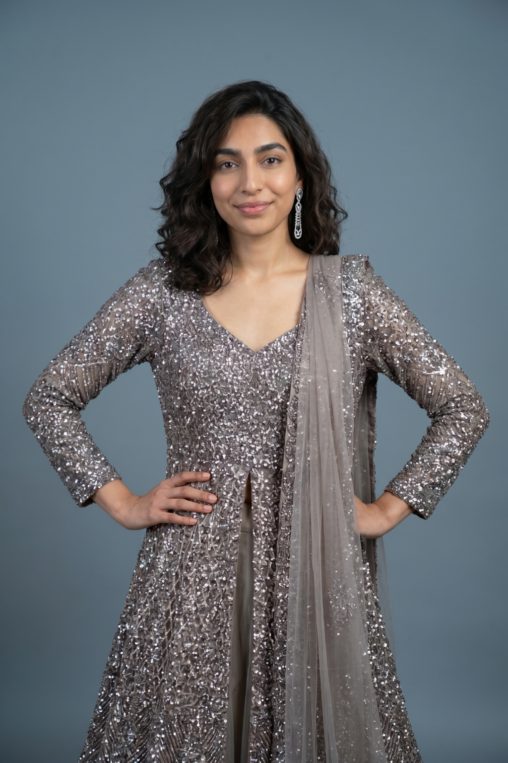 Copper Gold Indo-Western Set