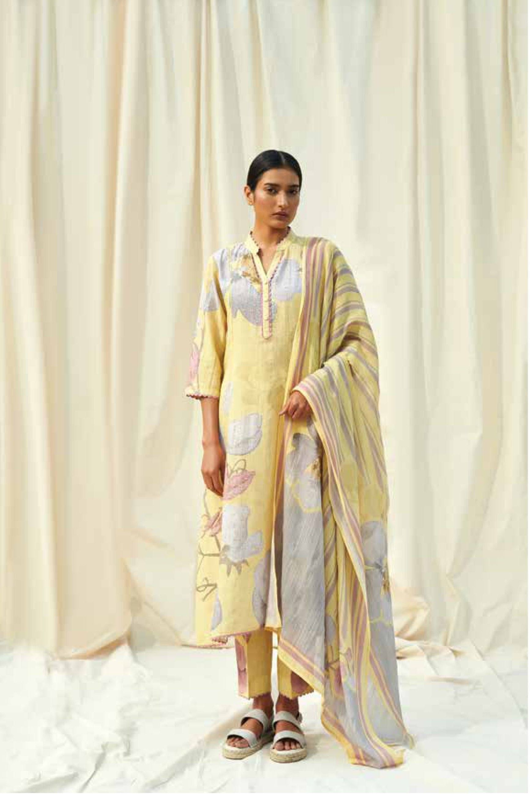 Blush Pink Linen Kurta Set (Copy)  Mokshaa