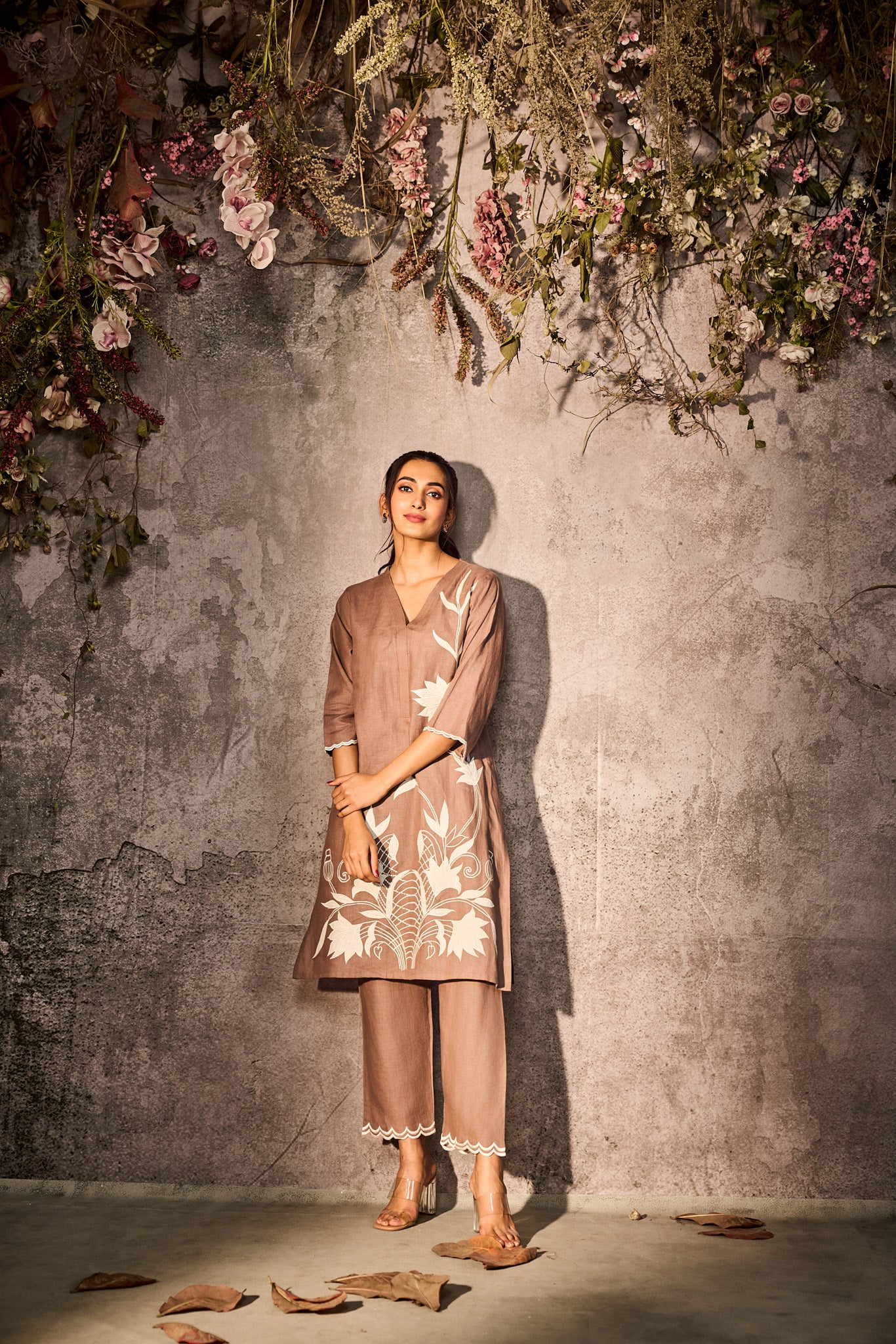 Mocha Brown Silk Kurti Set