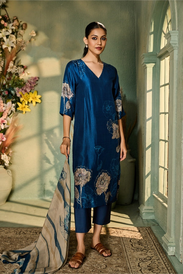 Midnight Blue Silk Salwar Set