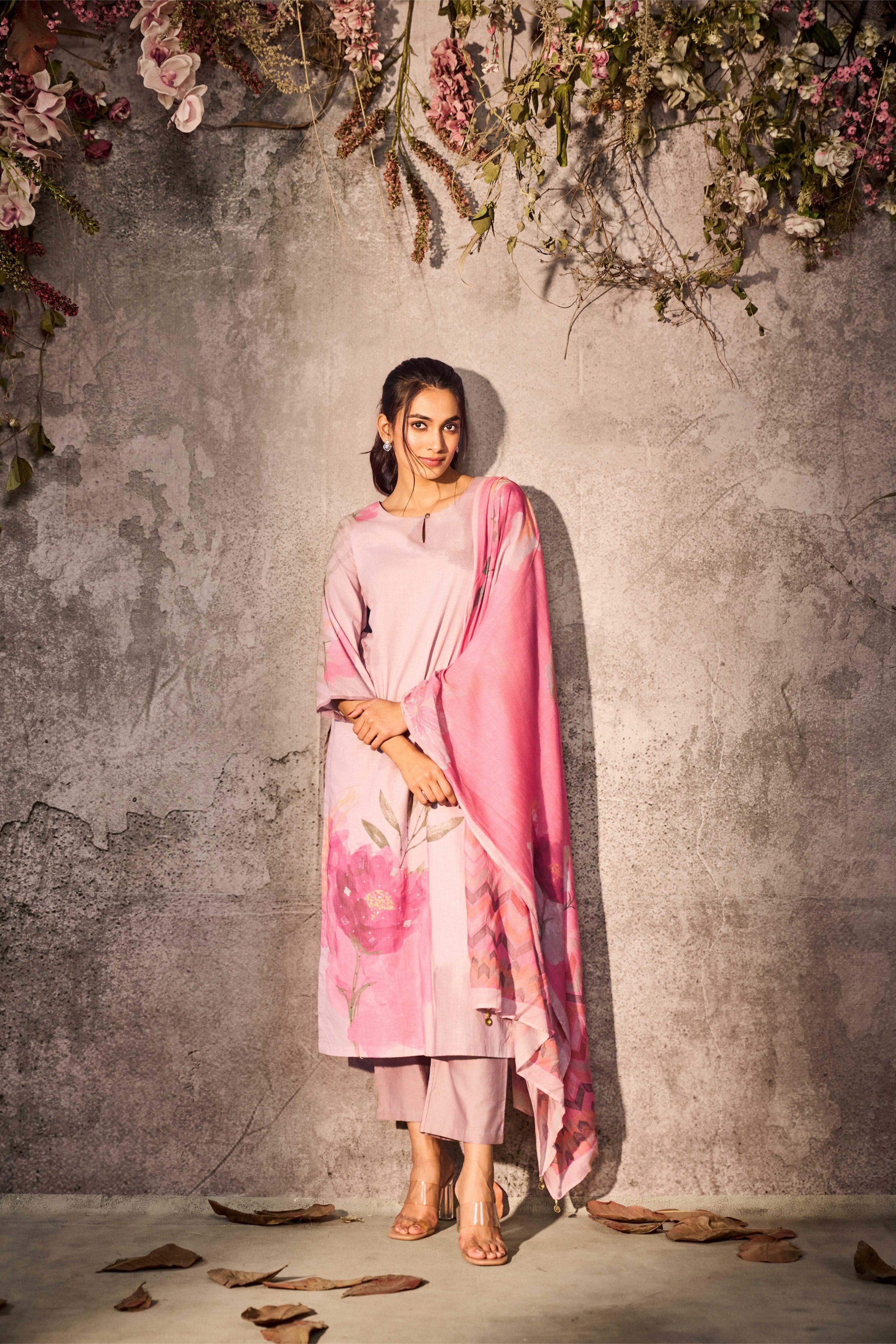 Blush Pink Silk Salwar Set