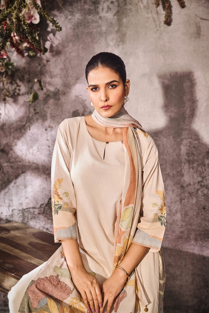 Beige Silk Salwar Set