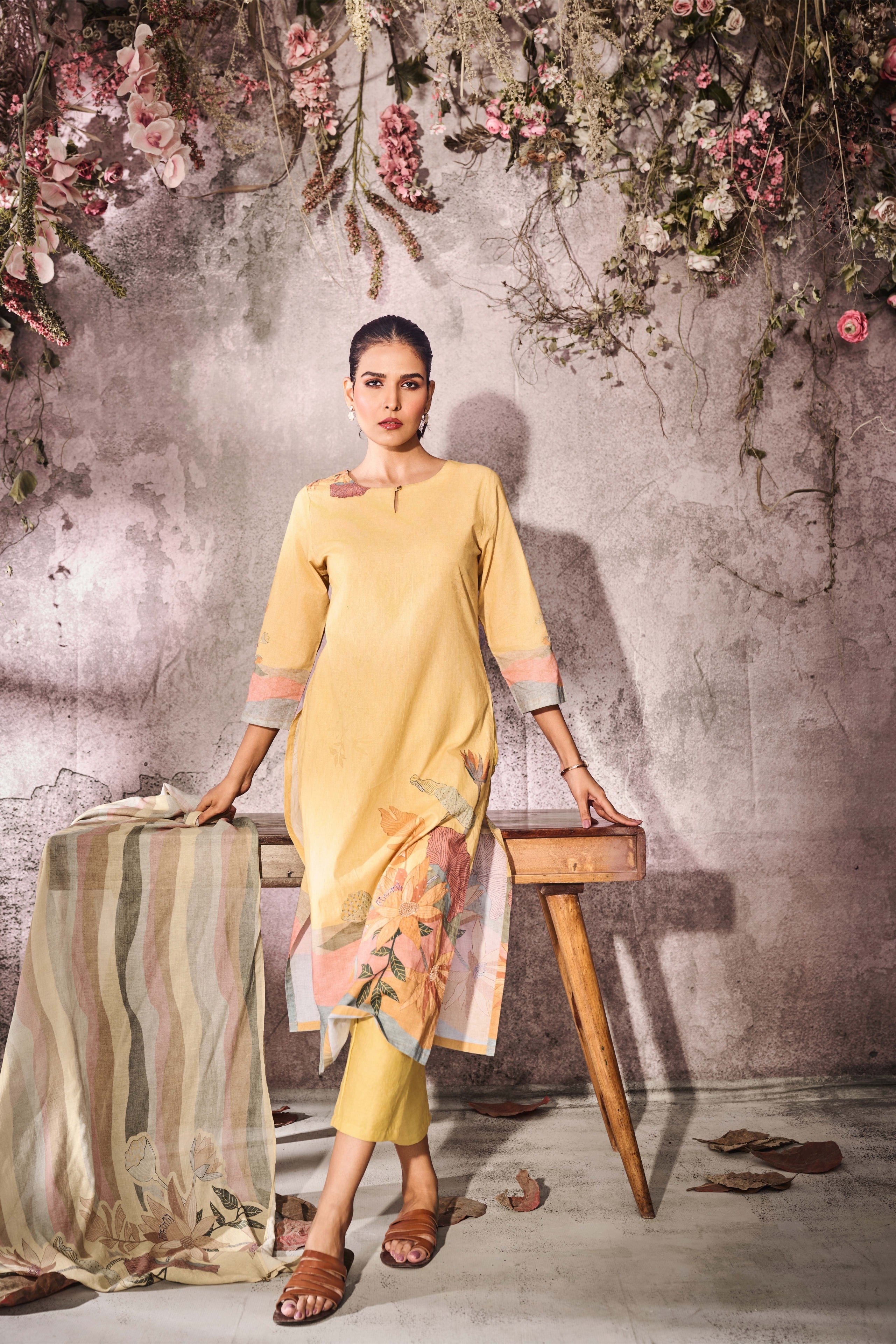 Yellow Silk Salwar Set
