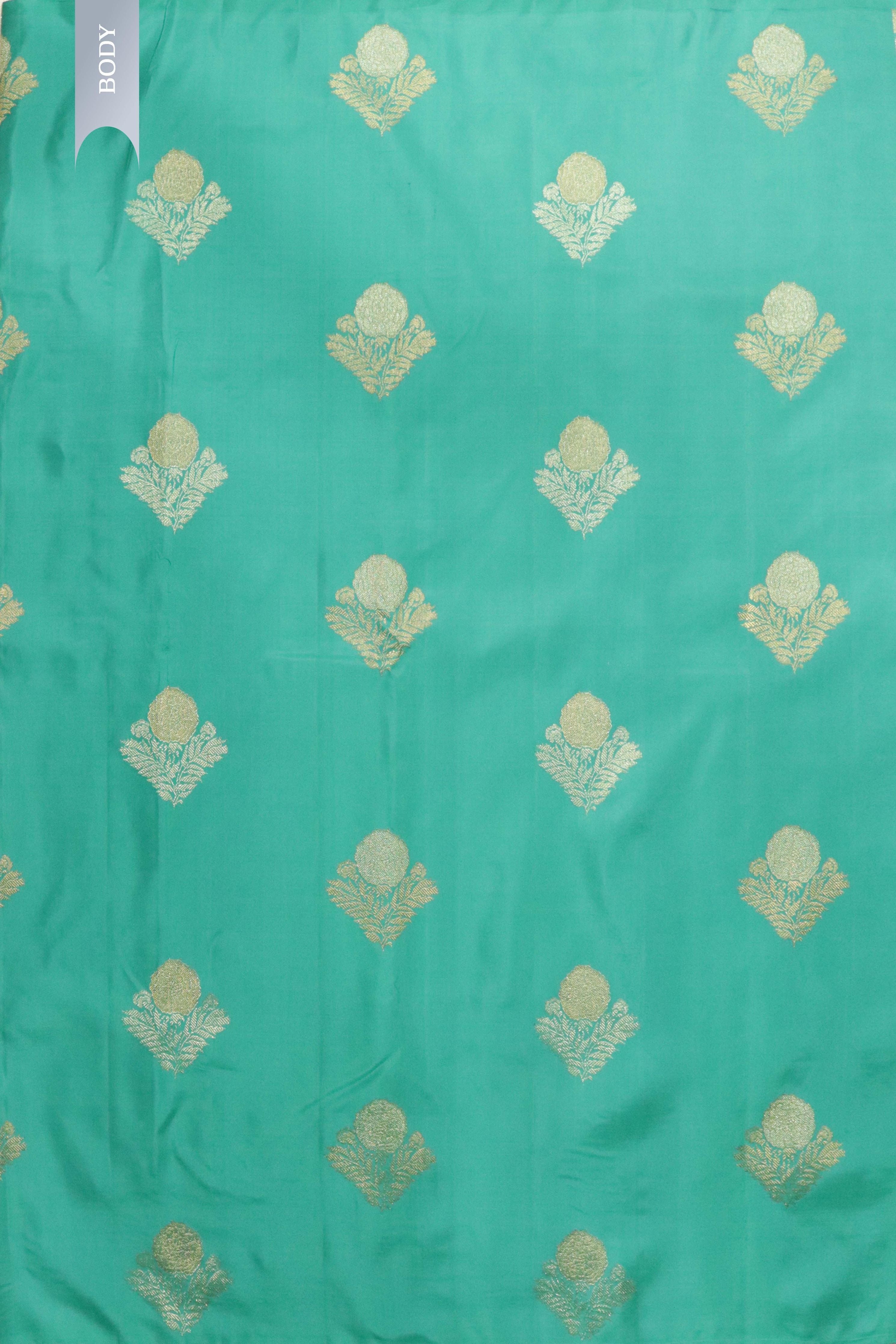 Rama Blue Kanchipuram Silk Saree with Gold & Silver Zari Motifs - Mokshaa