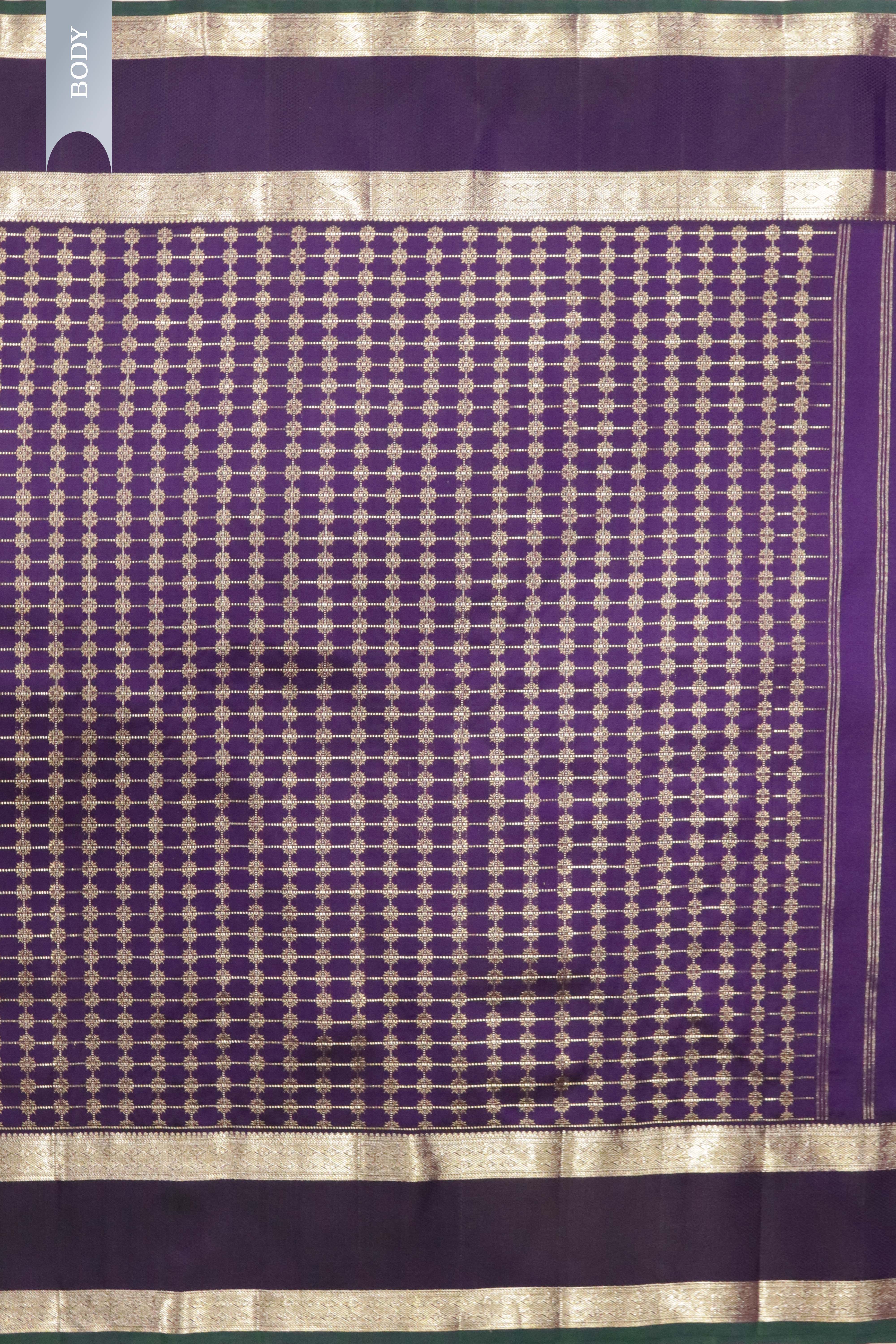 Purple Kanchipuram Silk Saree with Fancy Zari Checks and Zari Border