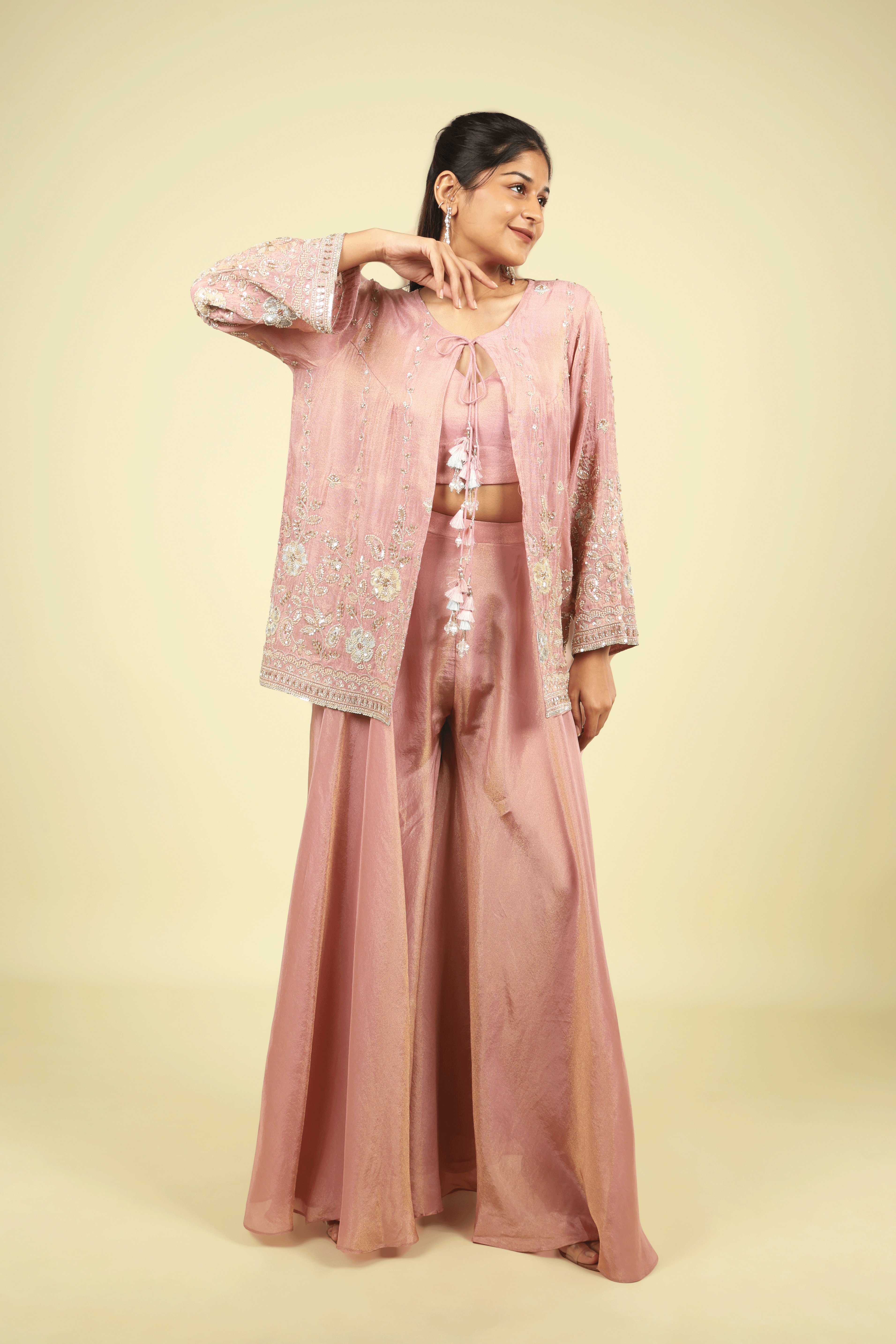 Peach Crush Tissue Cape Set