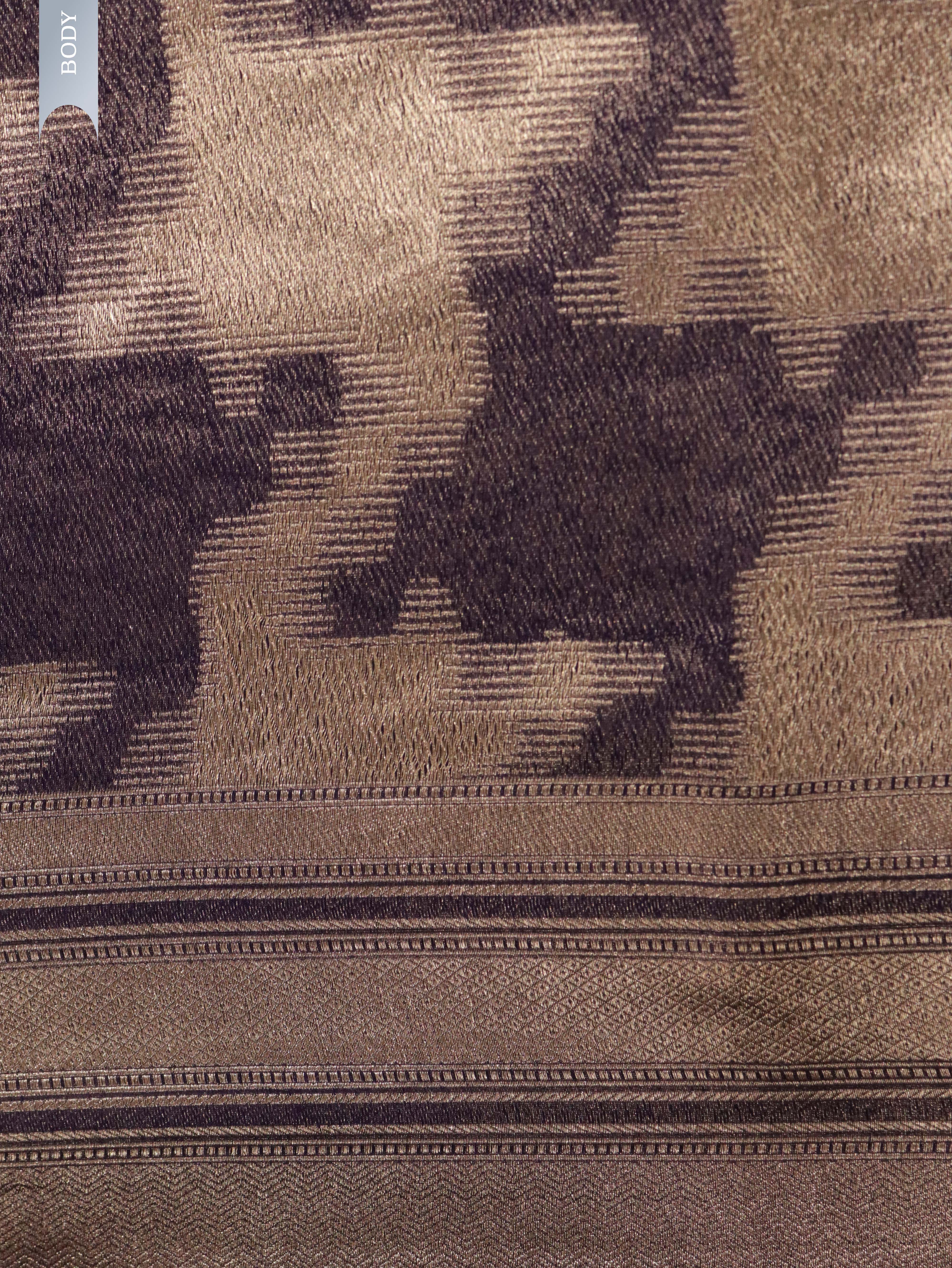 Violet Blue Banarasi Kora Silk Saree with Geometrical Zari Weaving