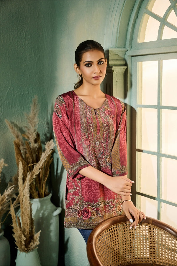 Rose Red Printed Tunic