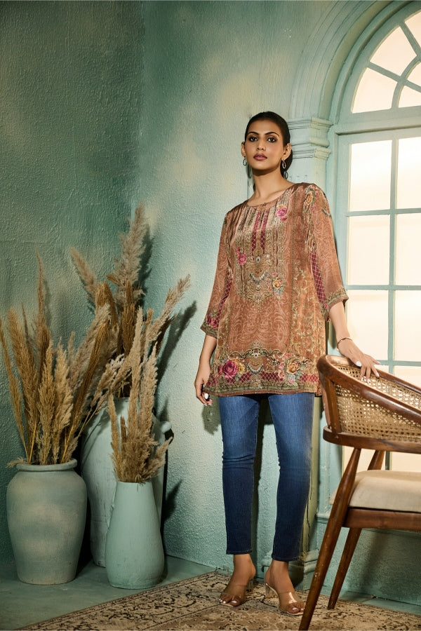 Mocha Brown Printed Tunic