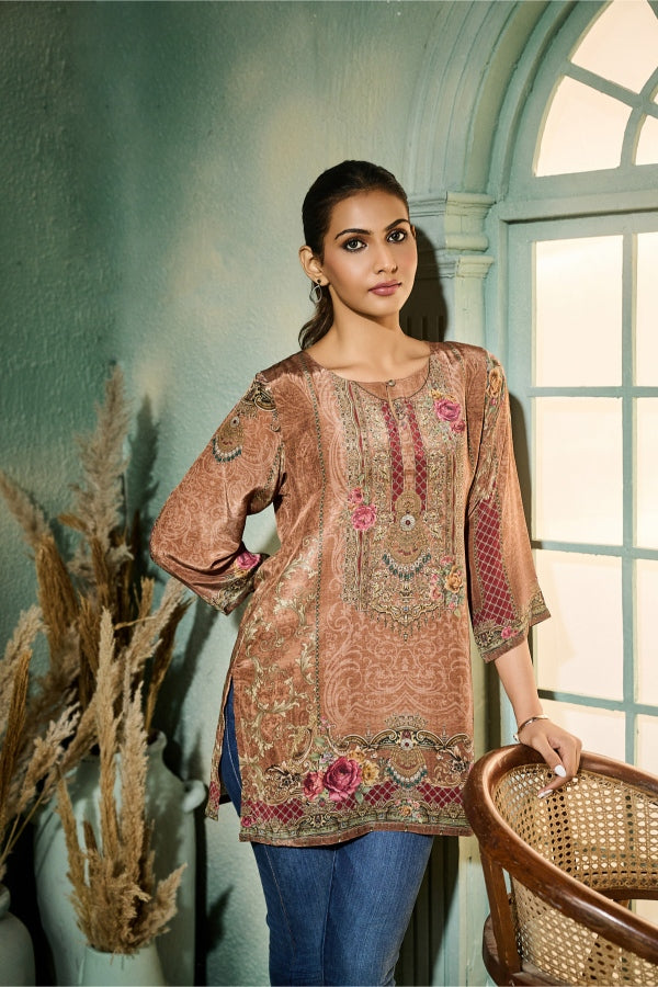 Mocha Brown Printed Tunic
