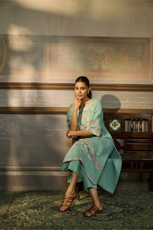 Mint Green Embroidered Kurta Set