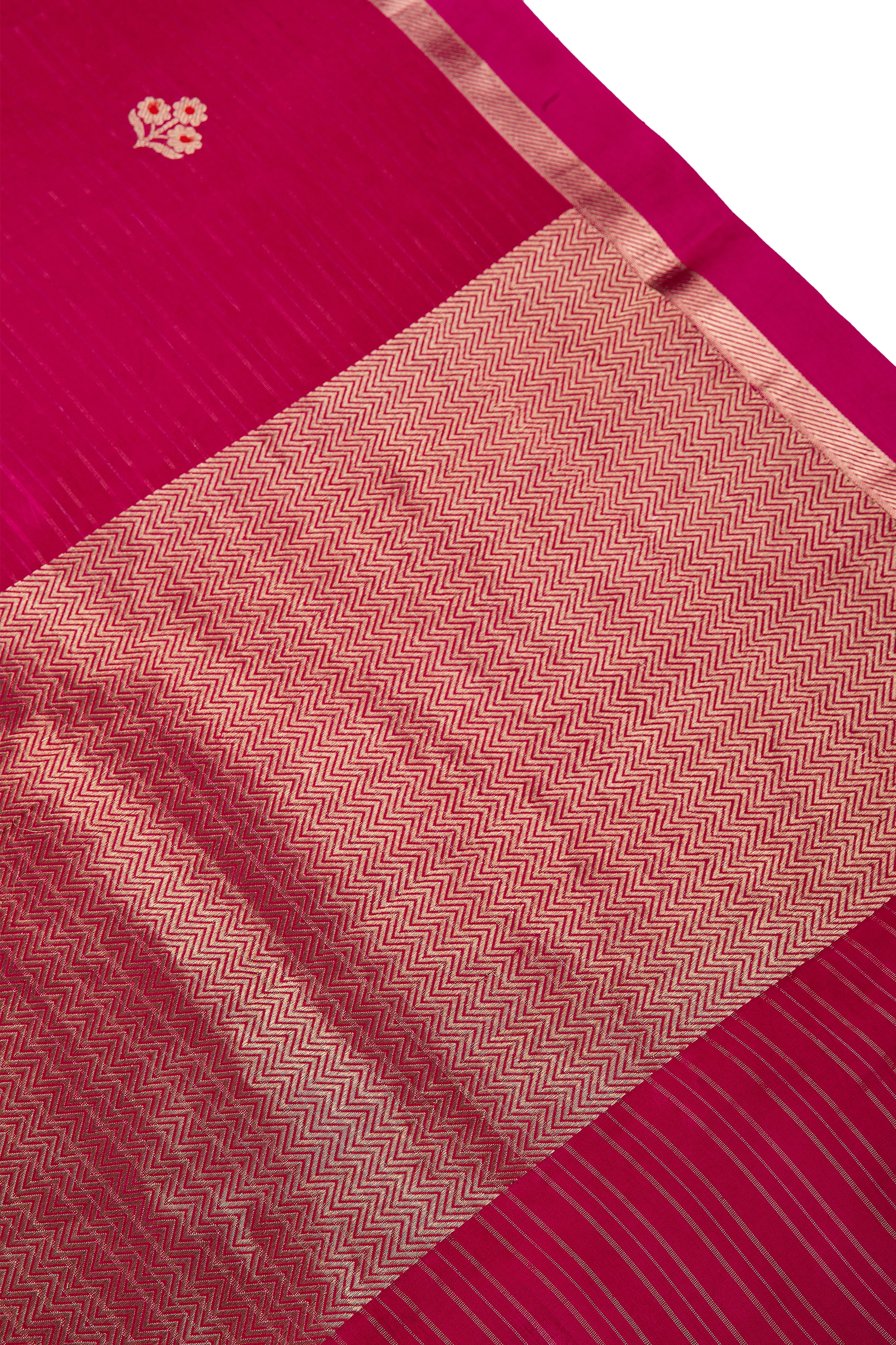 Magenta Pink Banaras Silk Saree - Mokshaa