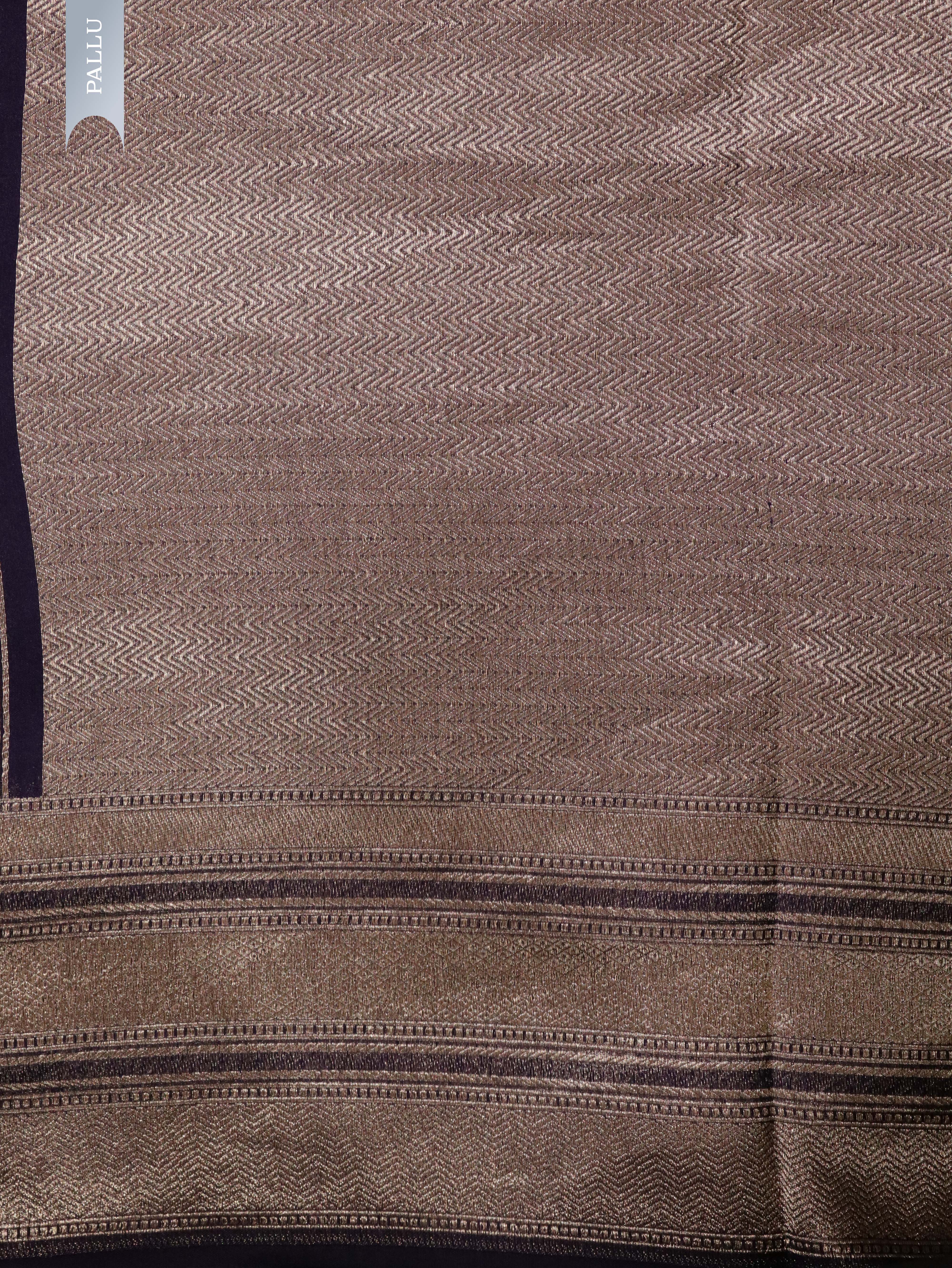 Violet Blue Banarasi Kora Silk Saree with Geometrical Zari Weaving