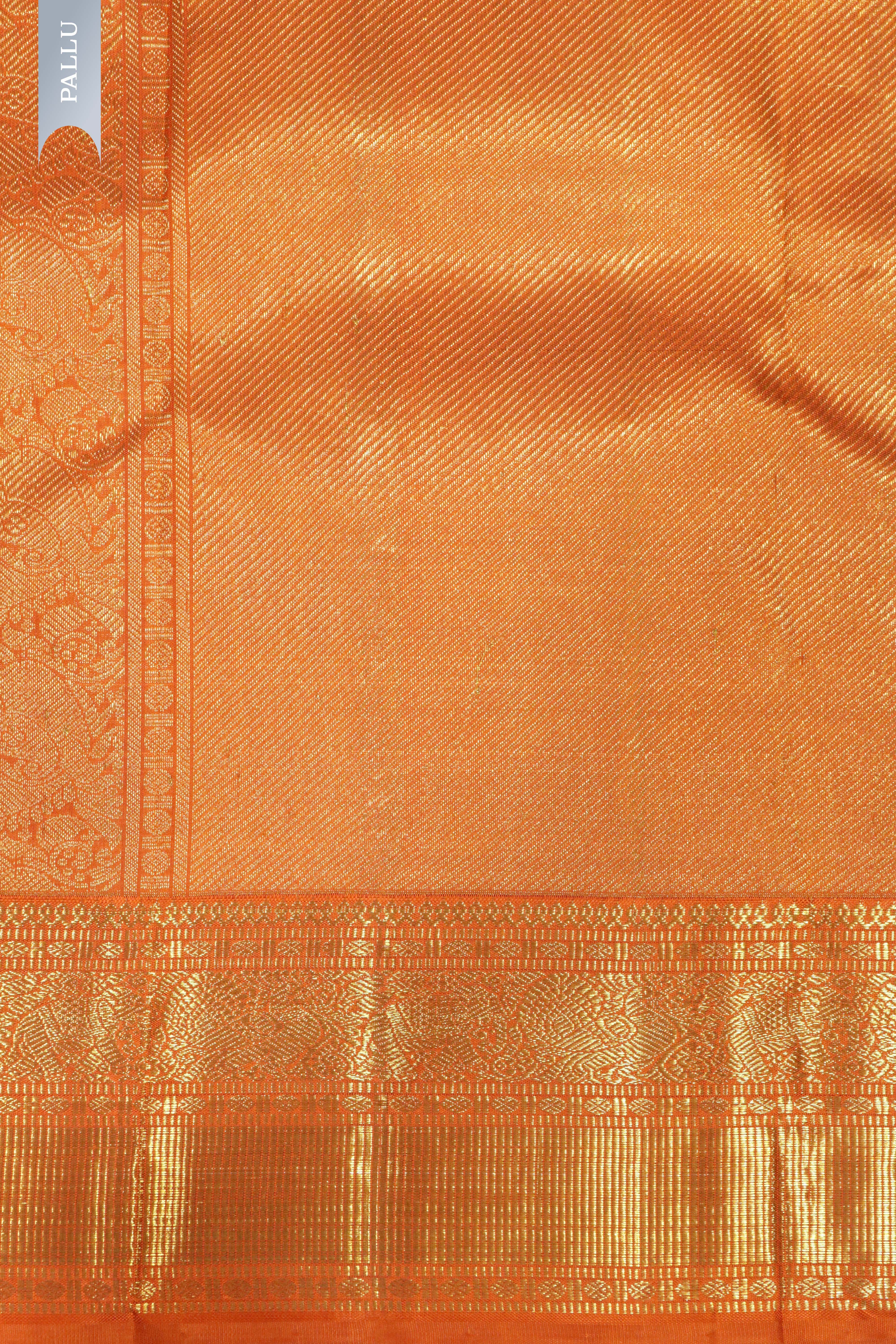 Orange Kanchipuram Silk Saree with All-Over Motifs and Zari Border