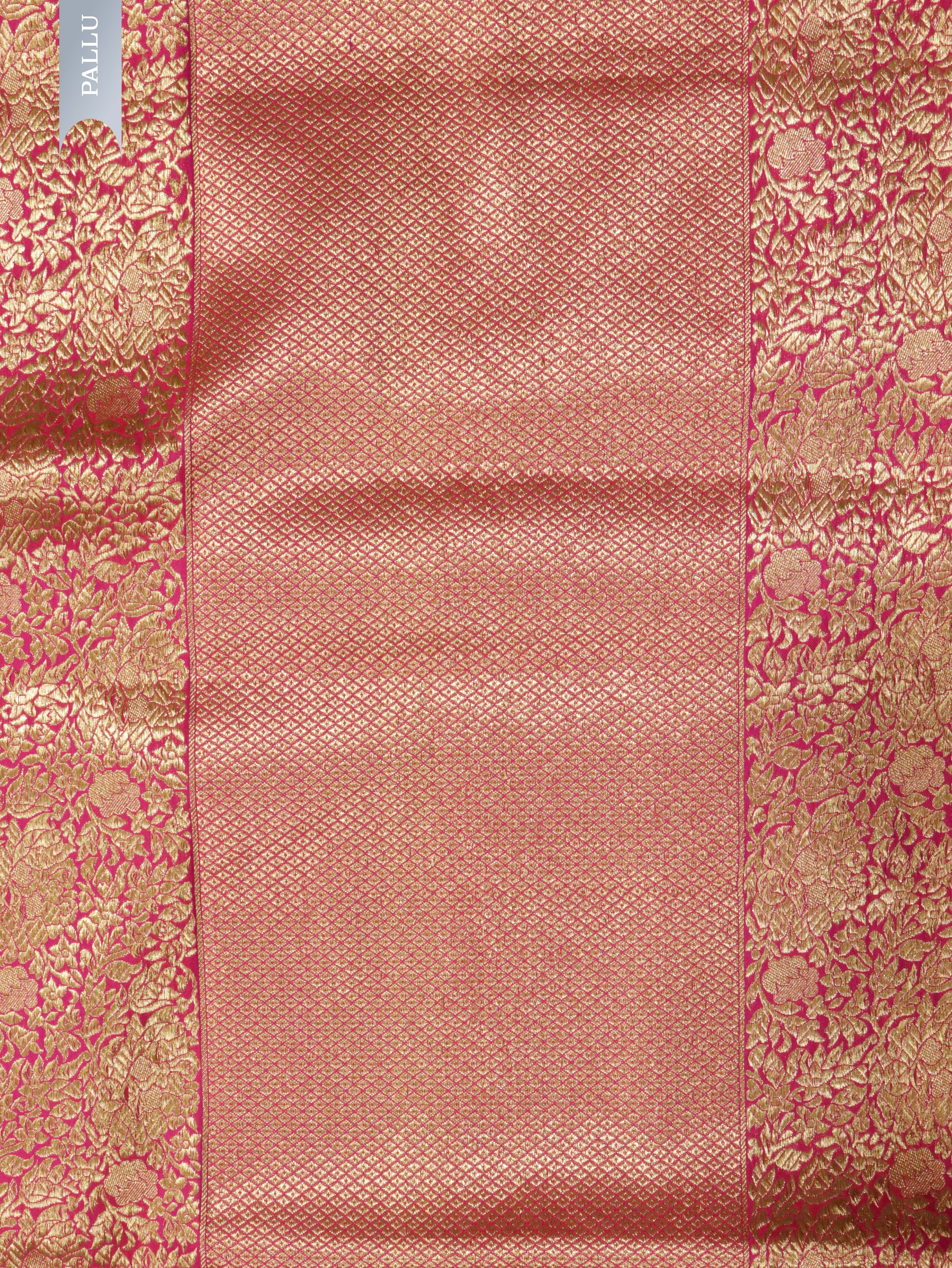 Rani Pink Banarasi Silk Saree with Zari & Thread Weaving